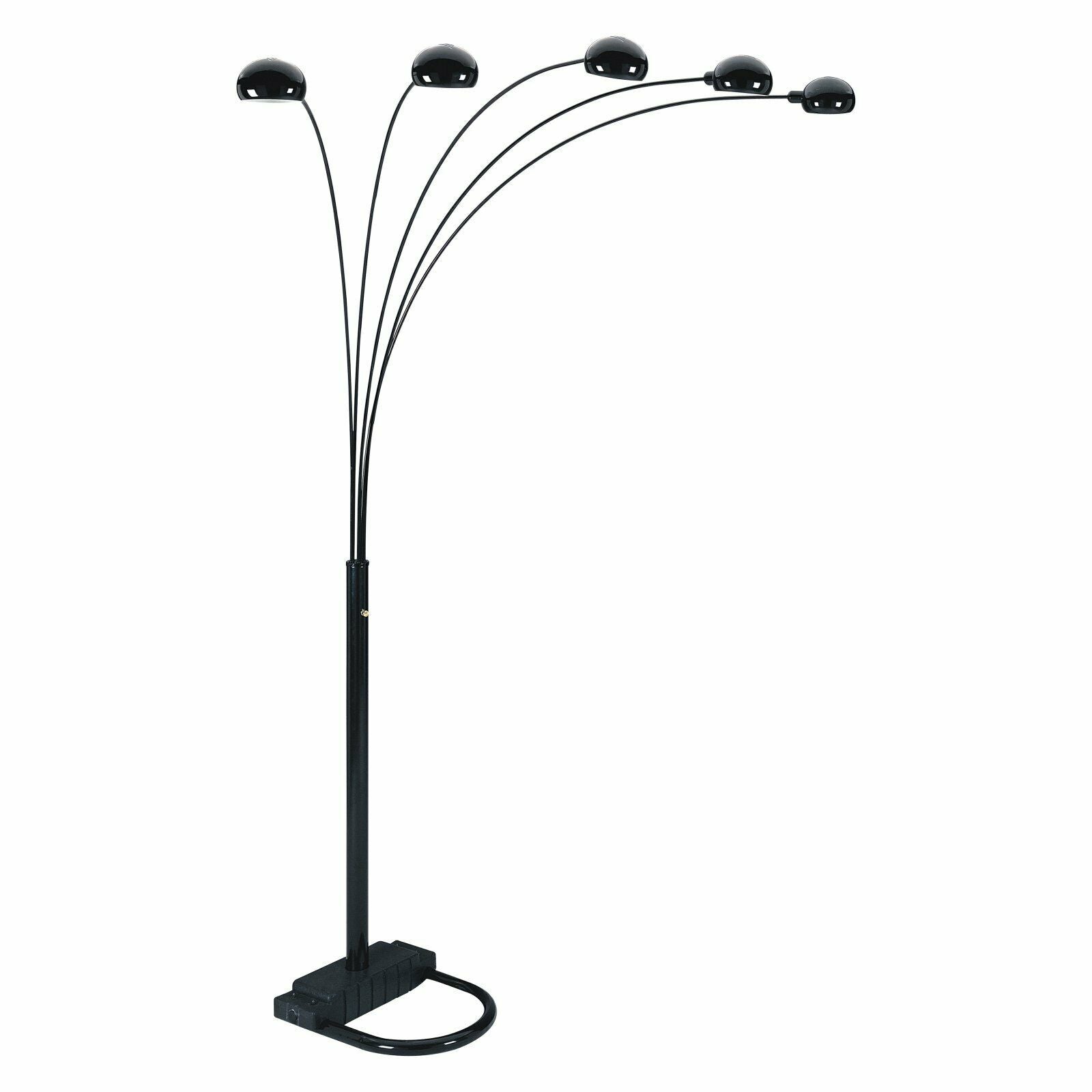 5-Light Arched Floor Lamp With Curvy Dome Shades in Black