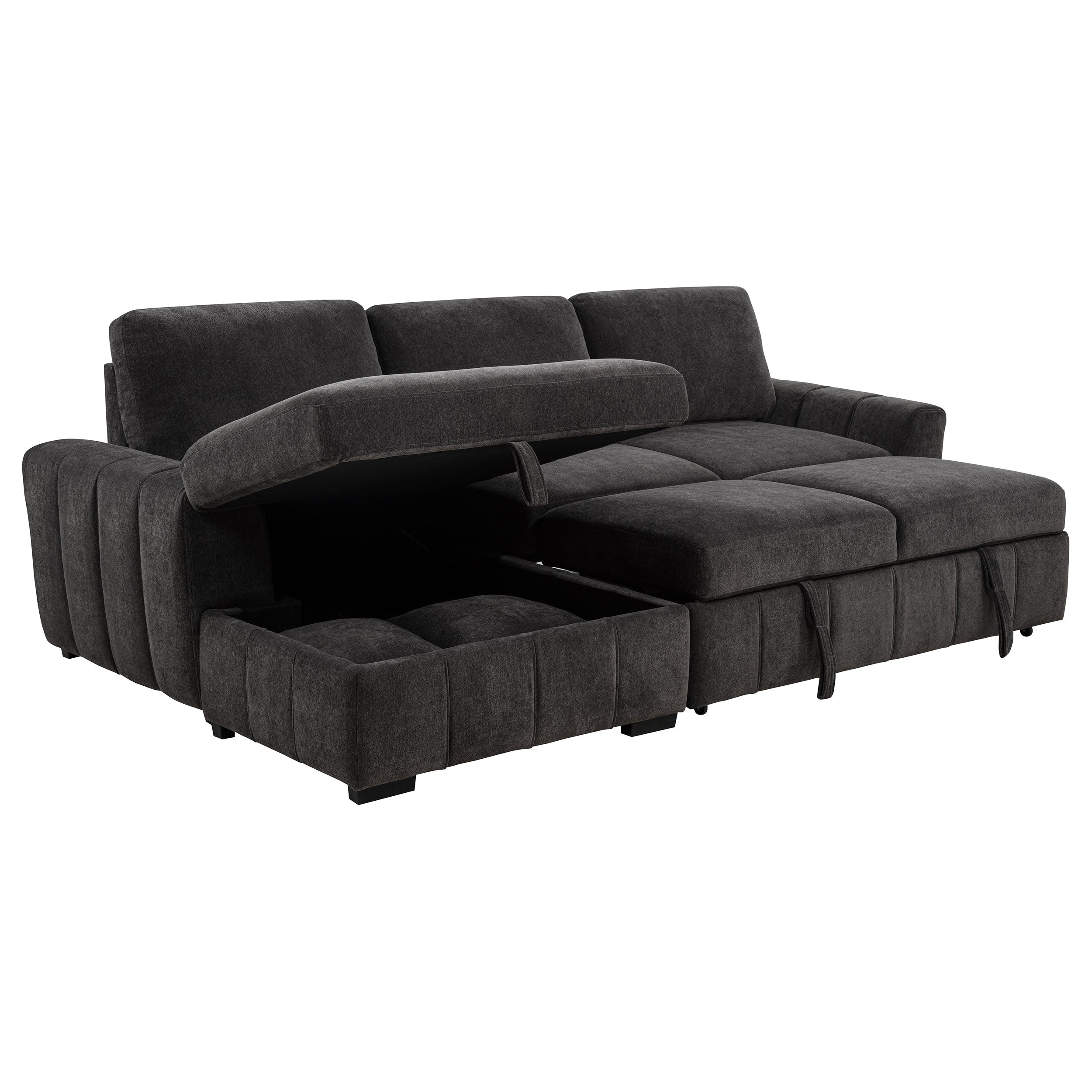 Pastrana Sleeper Sectional Sofa - Charcoal Grey
