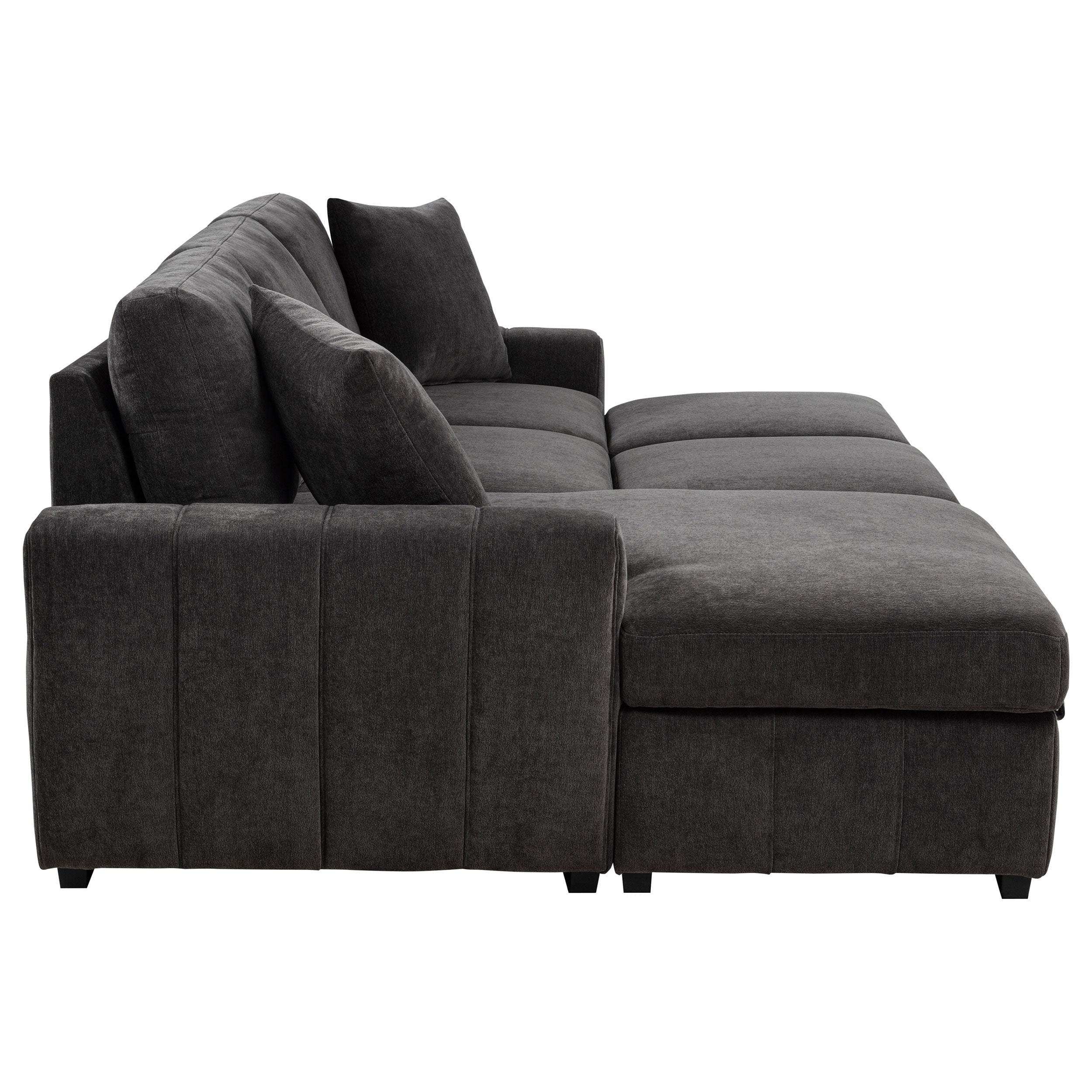 Pastrana Sleeper Sectional Sofa - Charcoal Grey