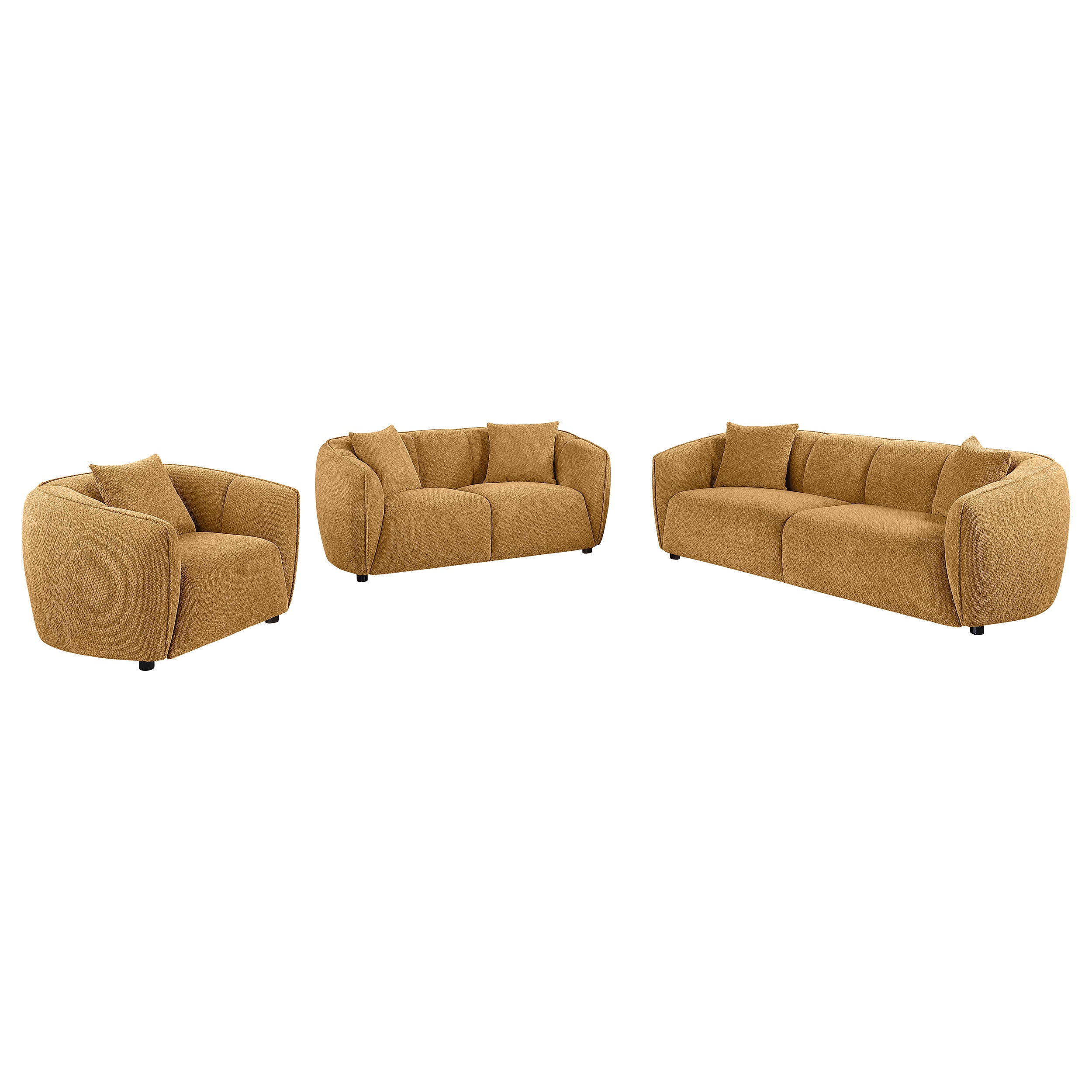 Aleisha 3-piece Fabric Upholstered Sofa Set In Mustard Yellow