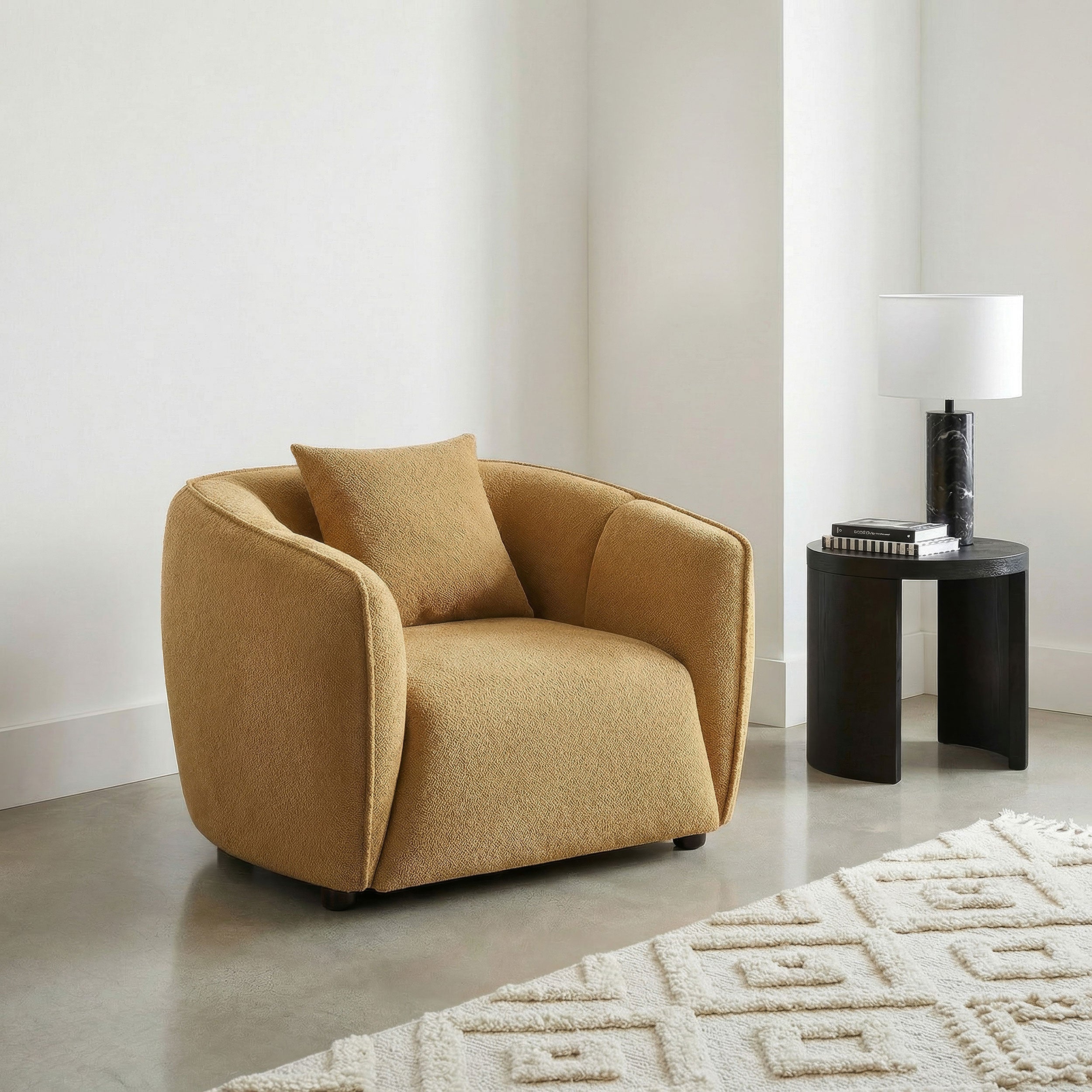 Aleisha Fabric Upholstered Accent Chair In Mustard Yellow