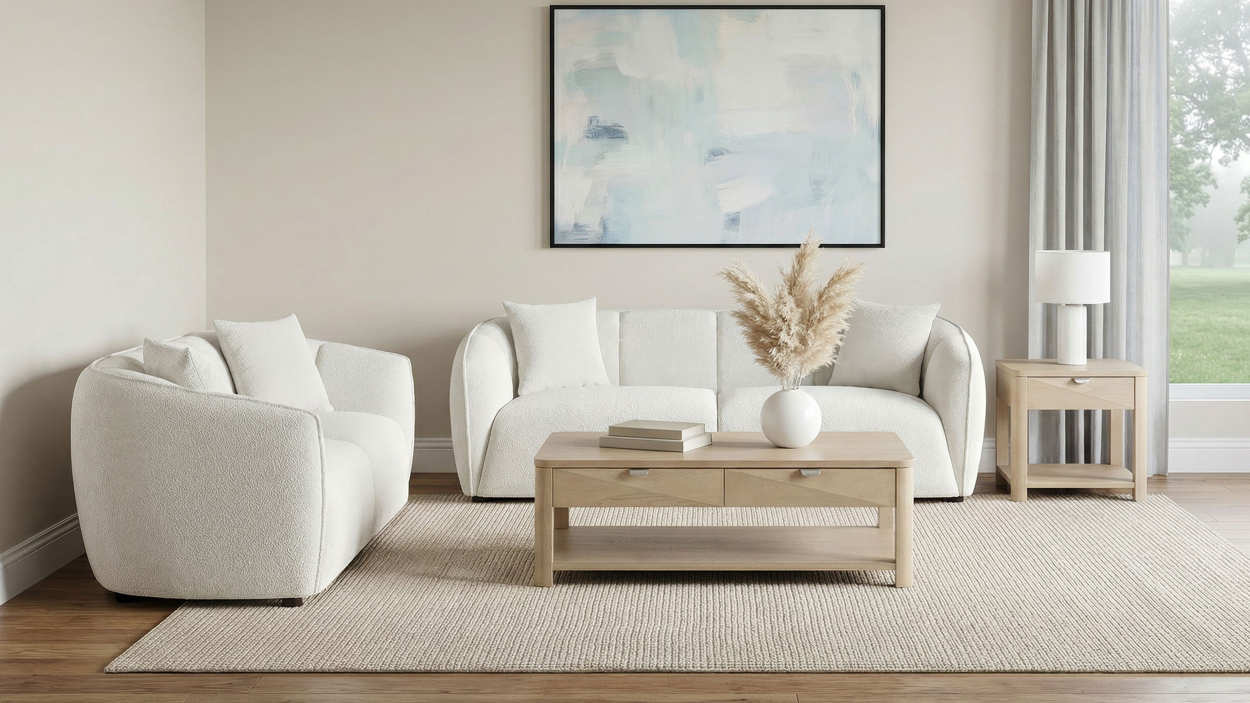 Aleisha Fabric Upholstered Loveseat Sand