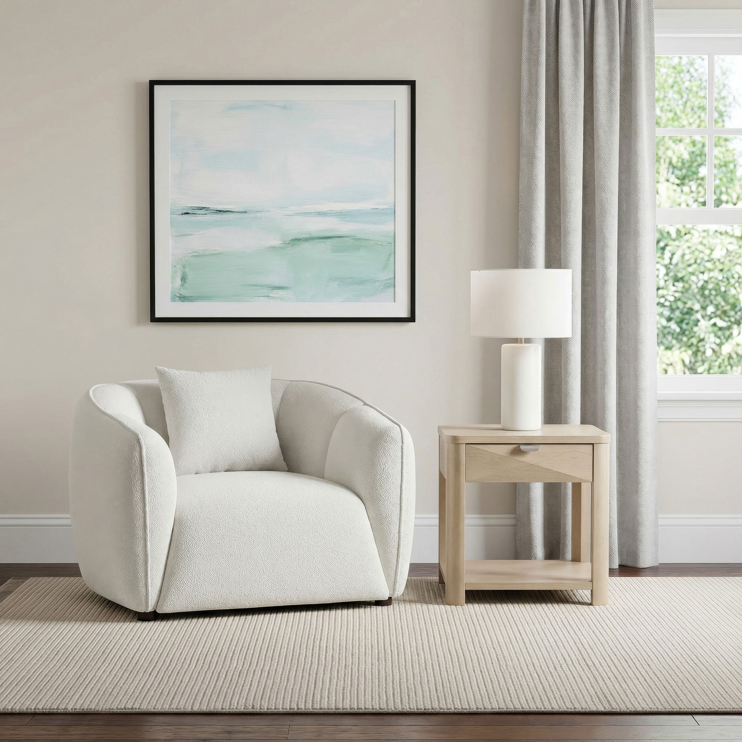 Aleisha Fabric Upholstered Accent Chair In Sand