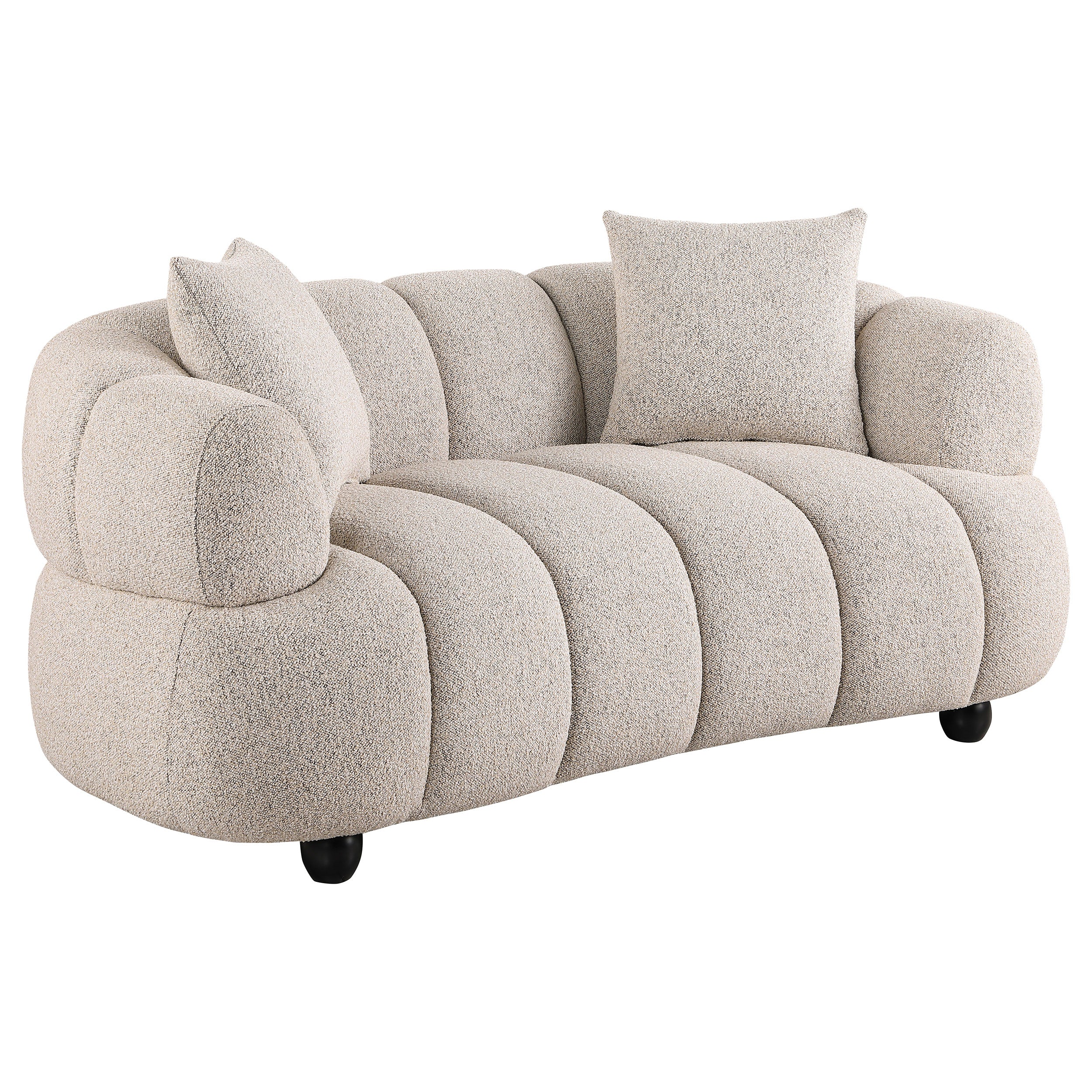 Whitney 2-Piece Contemporary Channel Tufted Woven Fabric Sofa Set In Pebble