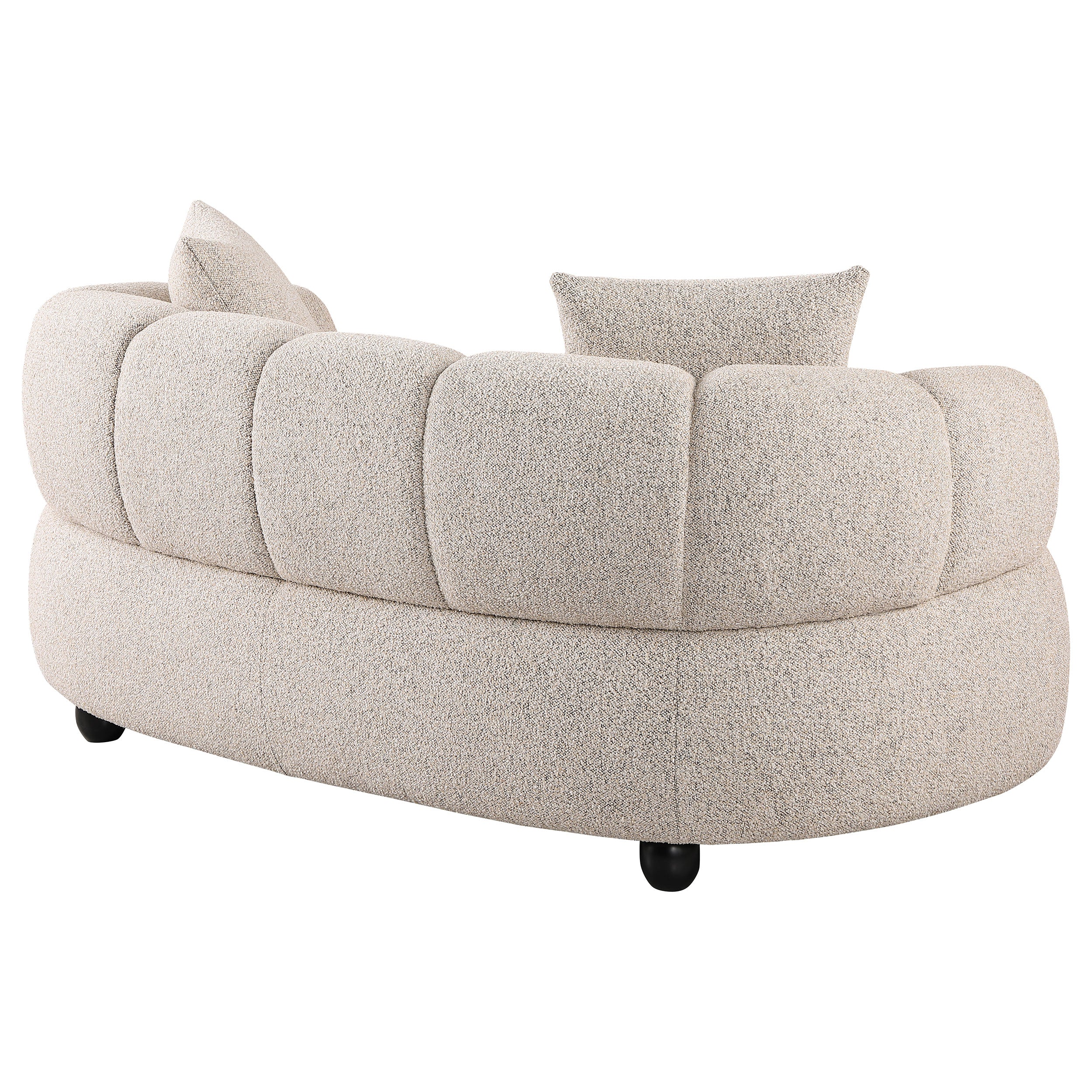 Whitney Contemporary Channel Tufted Woven Fabric Upholstered Loveseatin Pebble