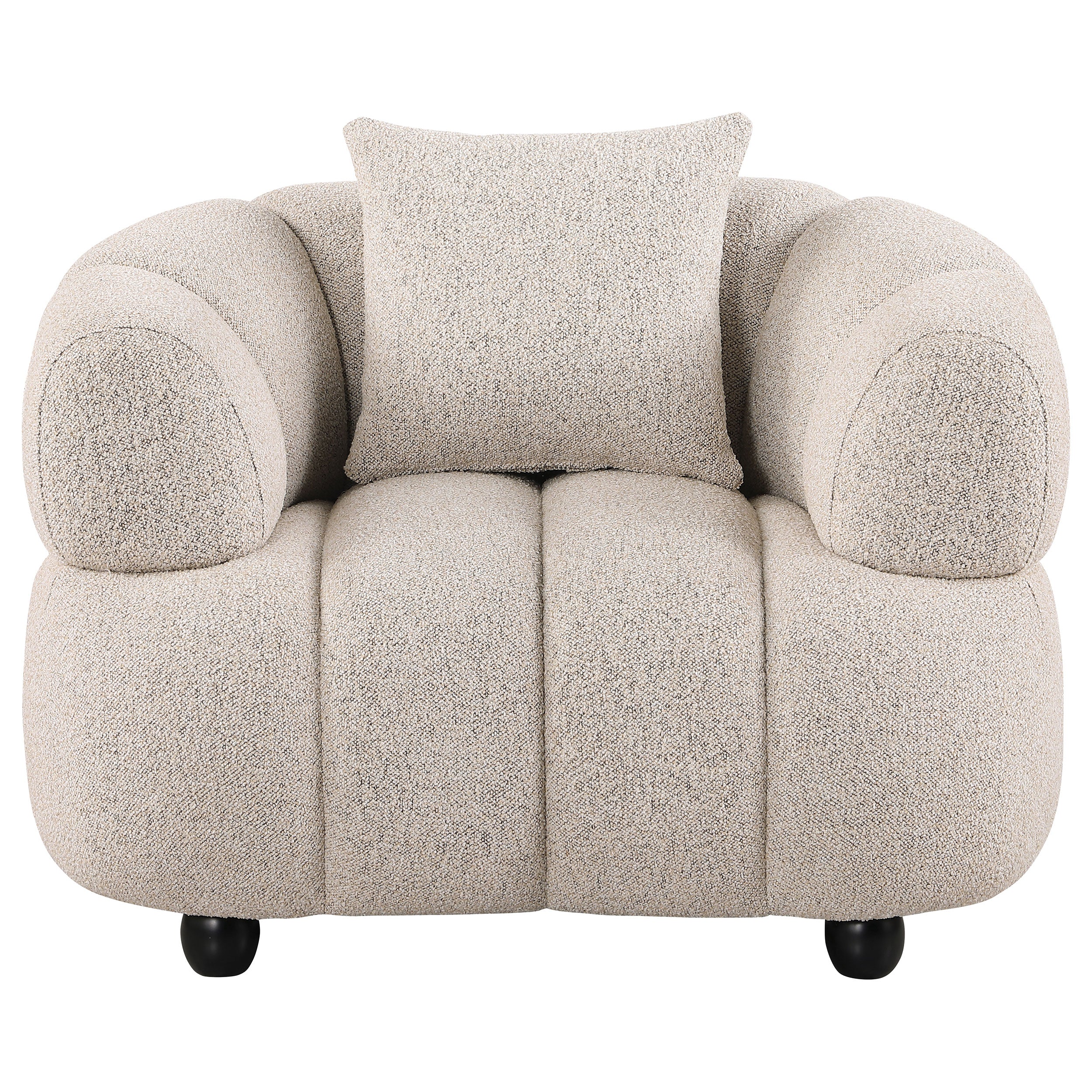 Whitney Contemporary Channel Tufted Woven Fabric Upholstered Accent Chair In pebble