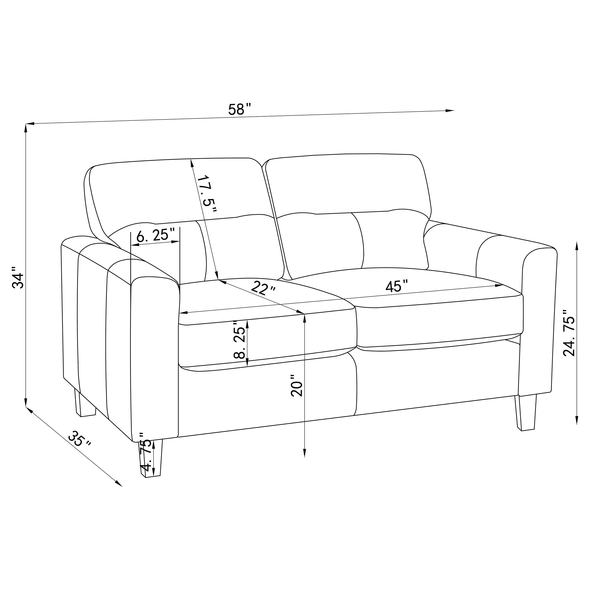 Scotland Sofa Set - 3 Piece - Black