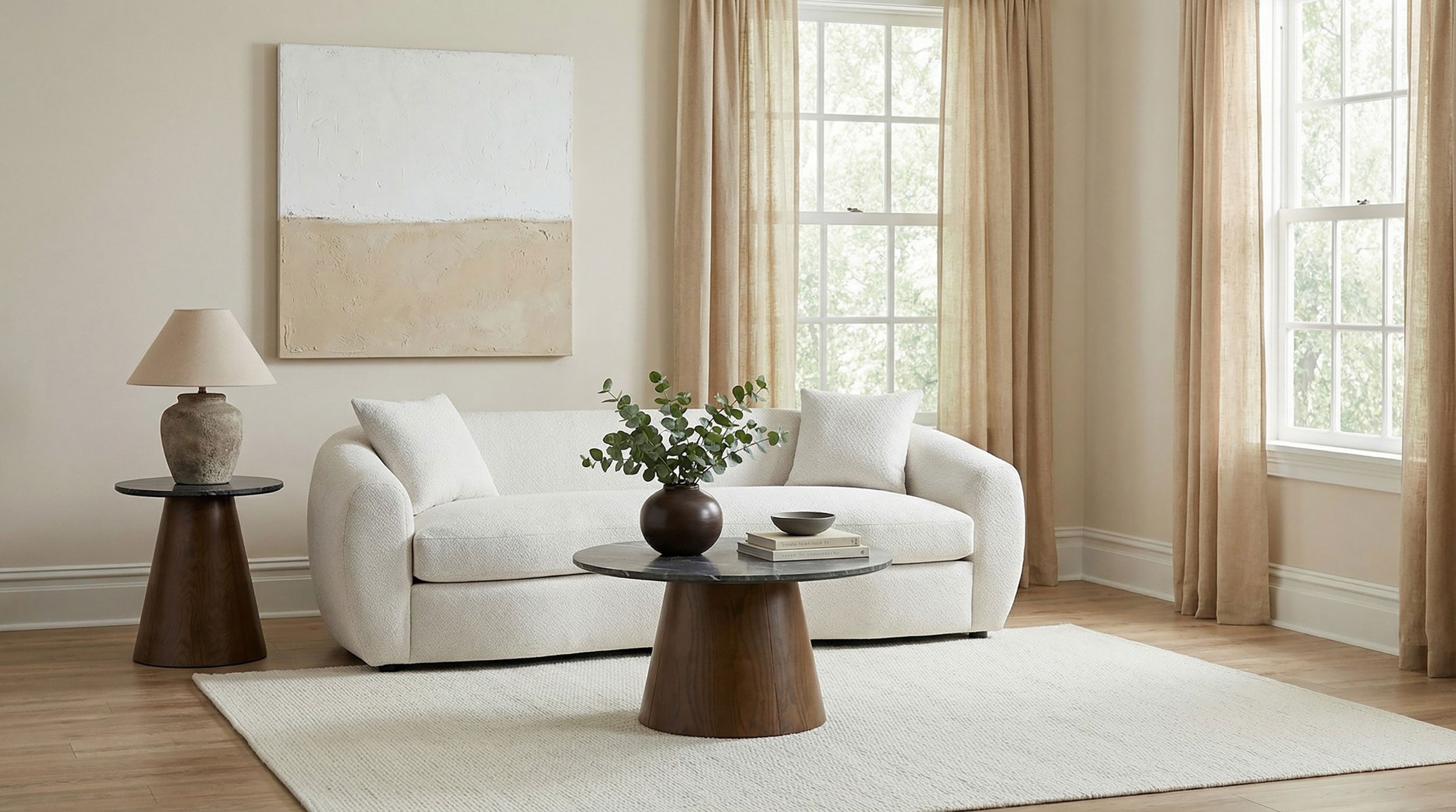 Isabella 2-piece Fabric Upholstered Sofa Set In Sand