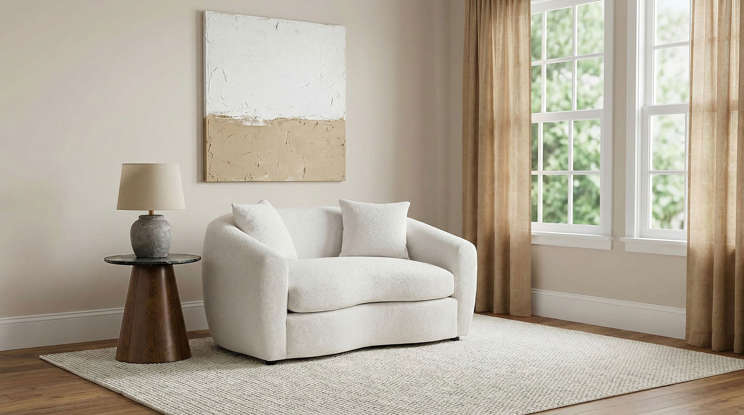 Isabella Fabric Upholstered Loveseat In Sand