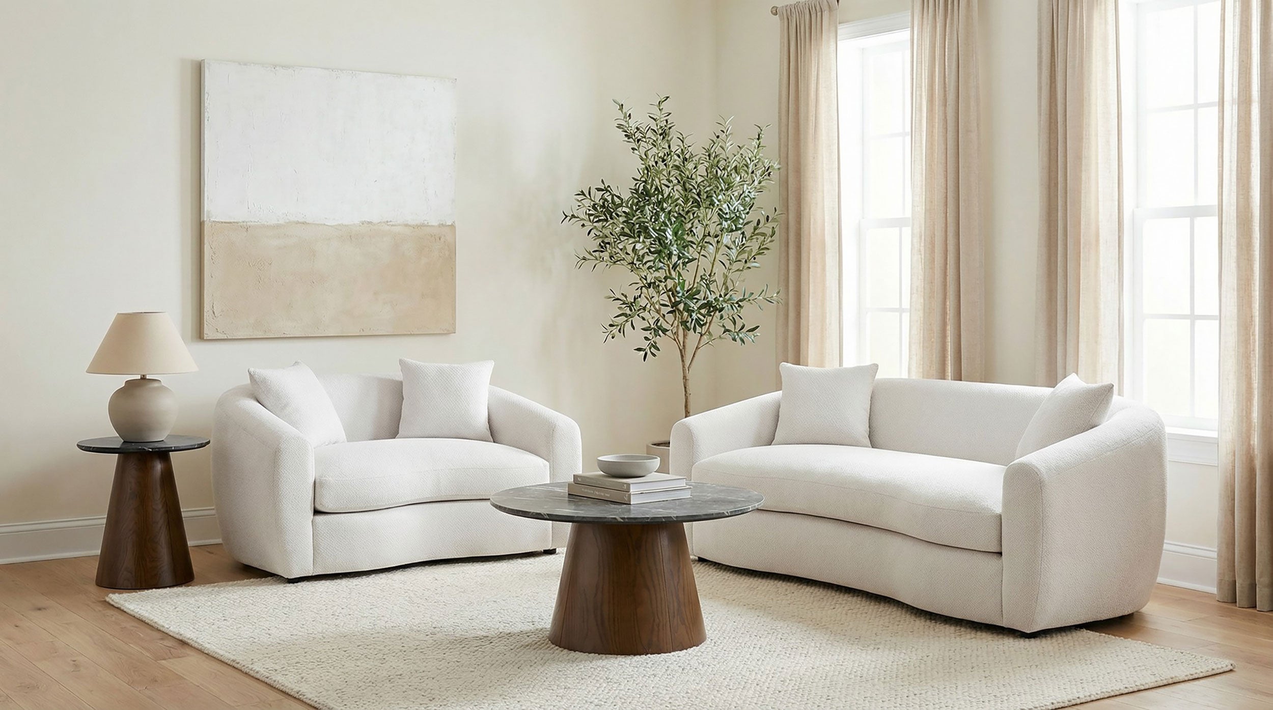 Isabella Fabric Upholstered Loveseat In Sand