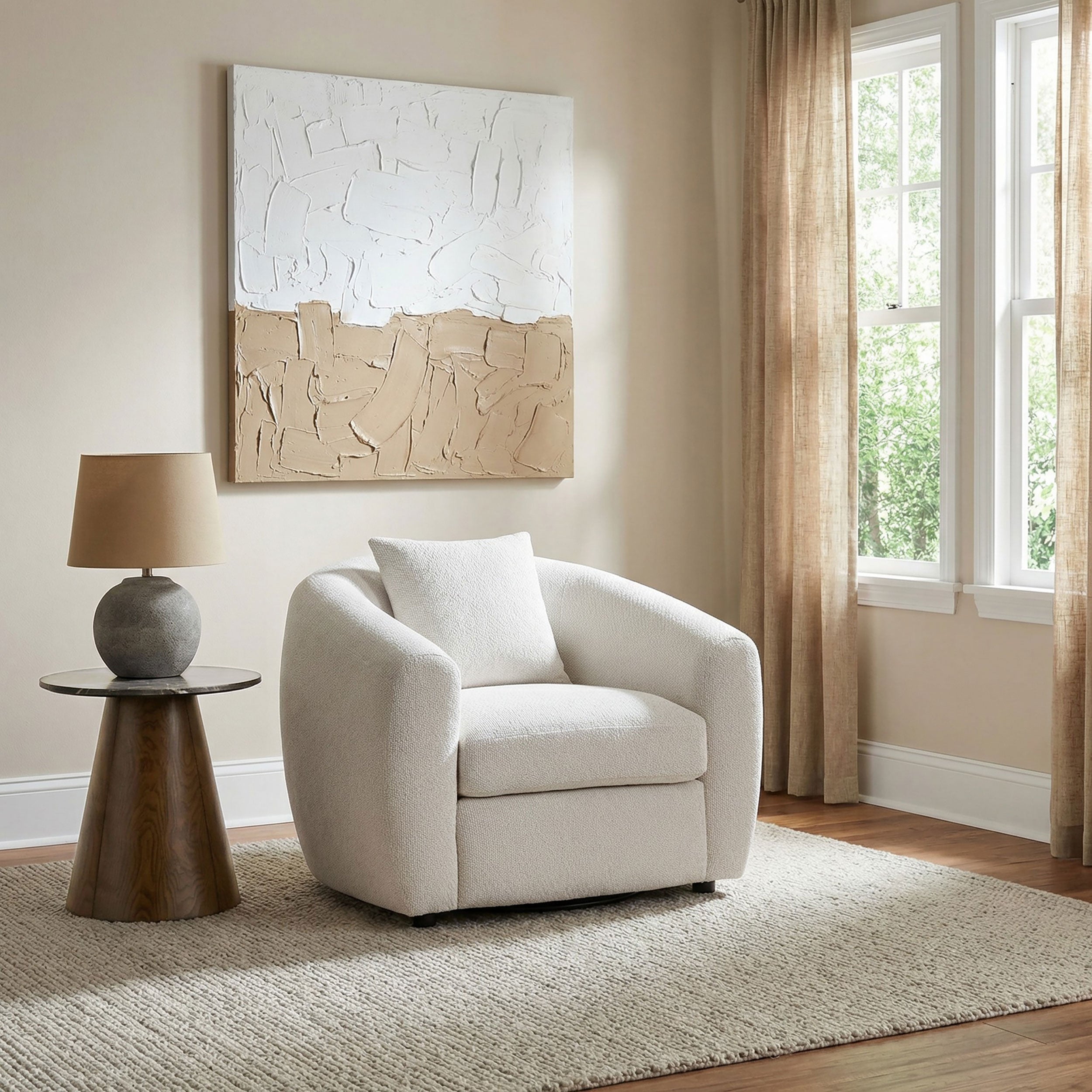 Isabella Fabric Upholstered Accent Chair In Sand