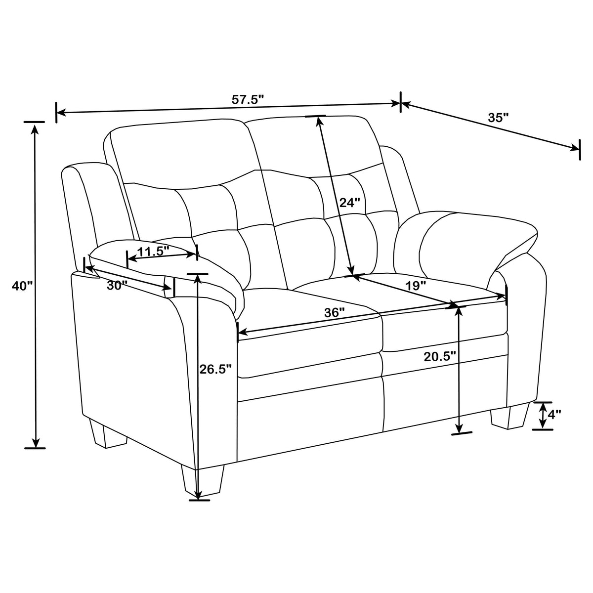 Finley 3-piece Upholstered Padded Arm Tufted Sofa Set In Black