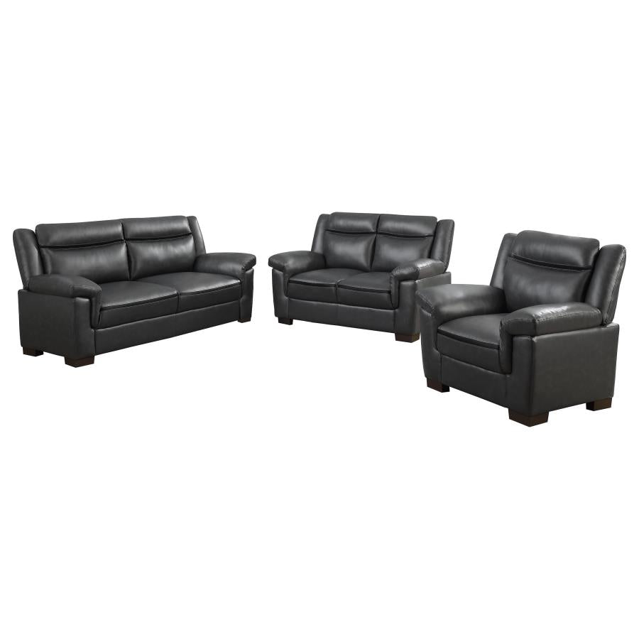 Arabella 3-piece Upholstered Padded Arm Sofa Set In Grey