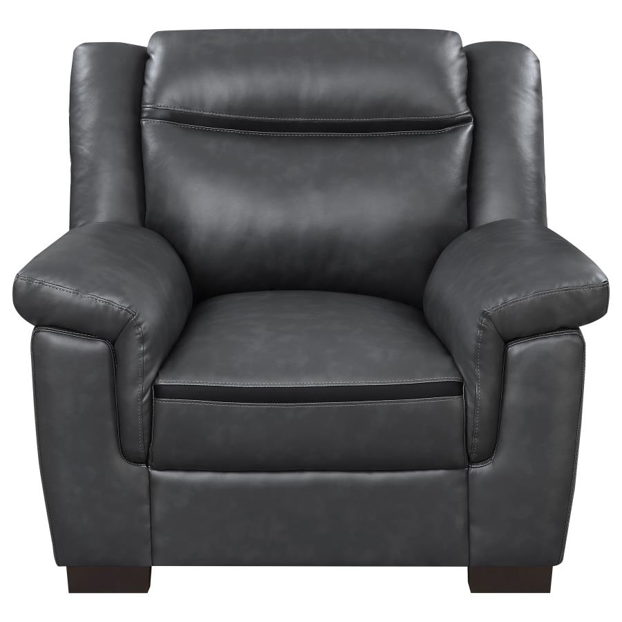 Arabella 3-piece Upholstered Padded Arm Sofa Set In Grey