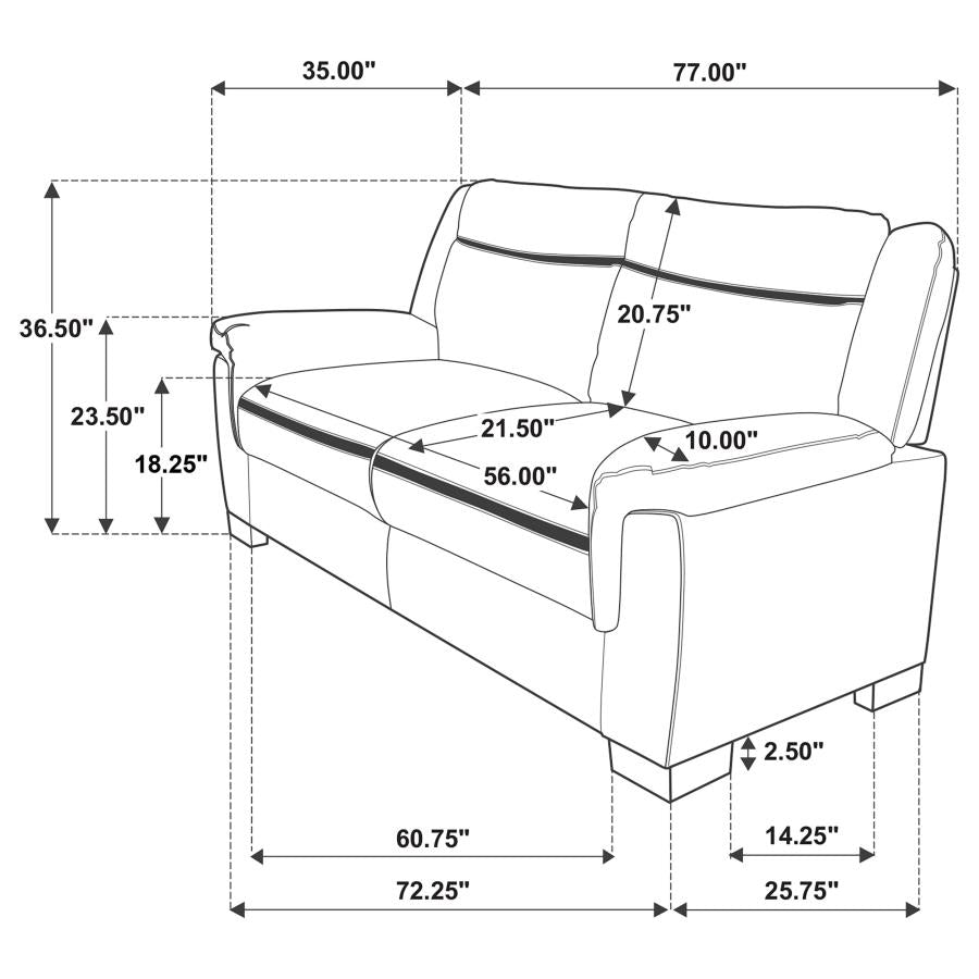 Arabella 3-piece Upholstered Padded Arm Sofa Set In Grey