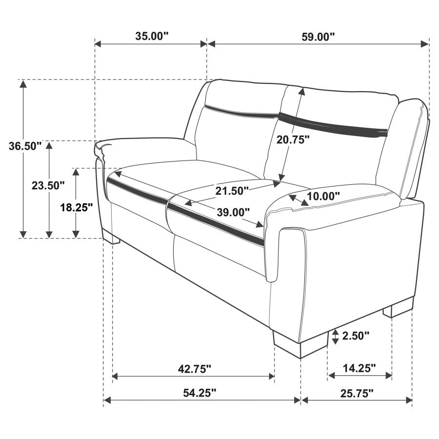 Arabella 3-piece Upholstered Padded Arm Sofa Set In Grey
