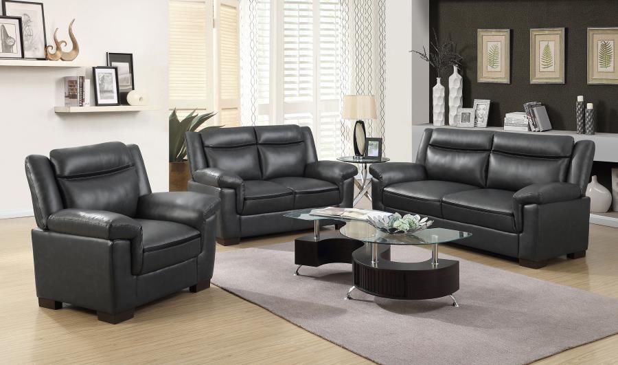Arabella 3-piece Upholstered Padded Arm Sofa Set In Grey