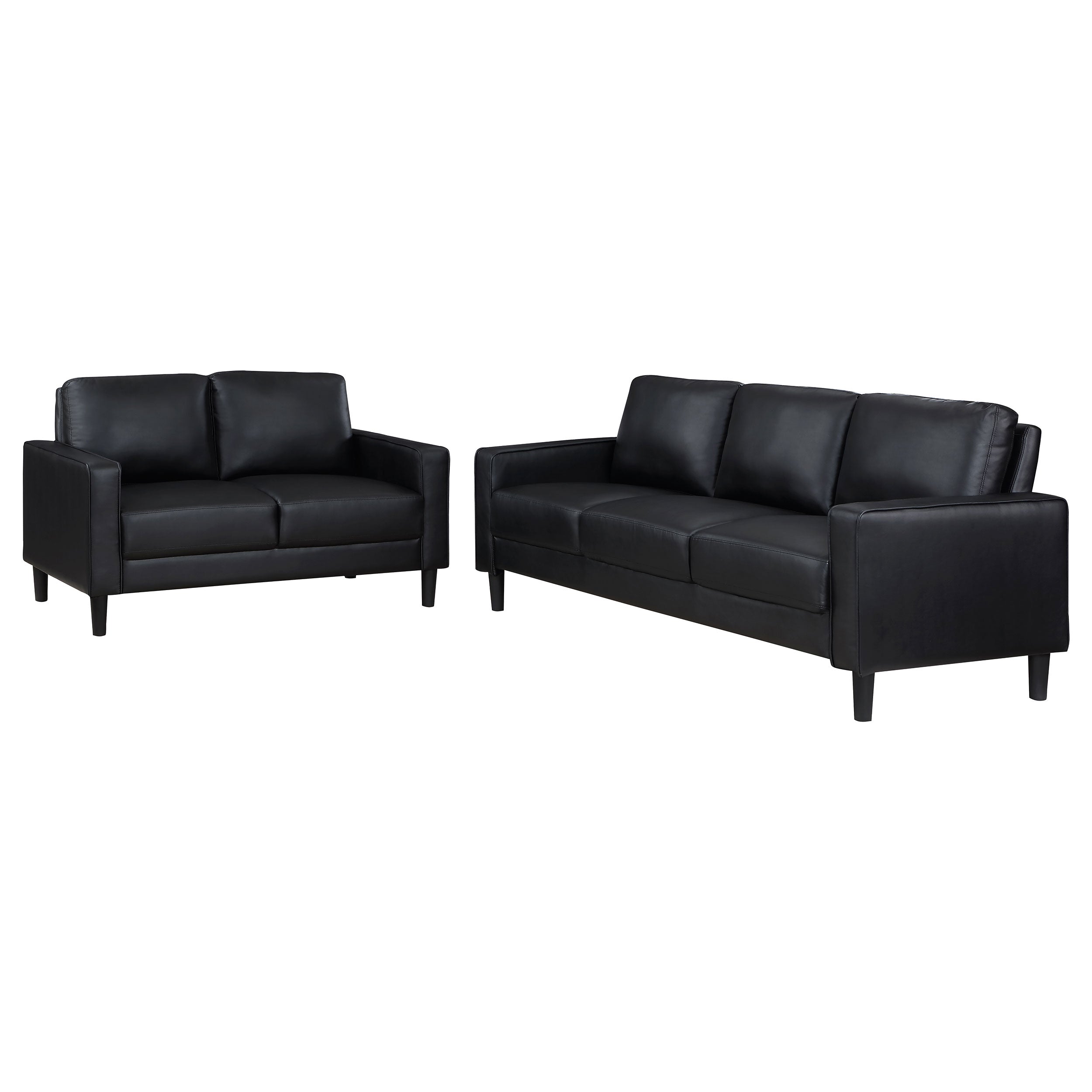 Ruth 2-piece Fabric Upholstered Track Arm Sofa Set Black