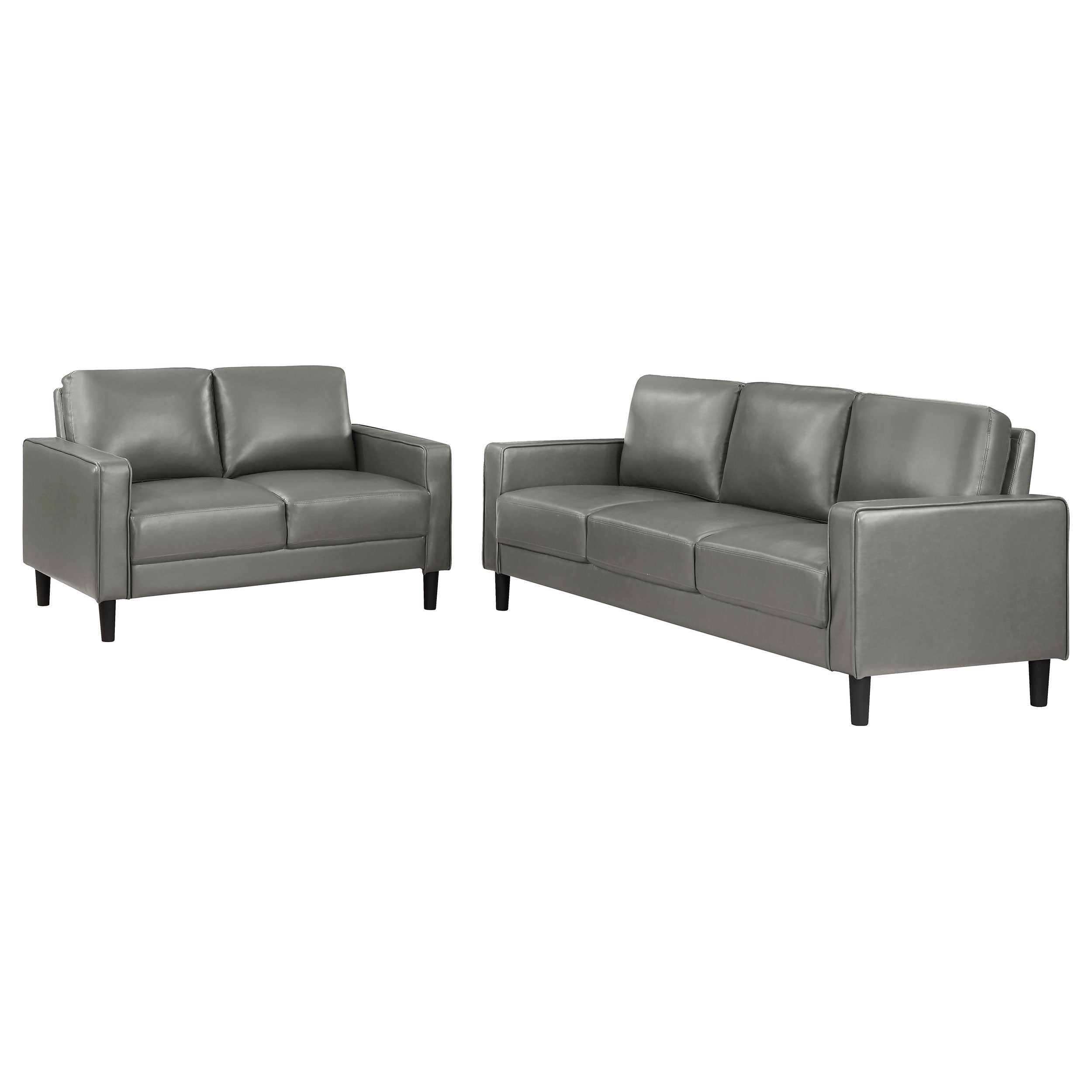 Ruth 2-piece Fabric Upholstered Track Arm Sofa Set Grey