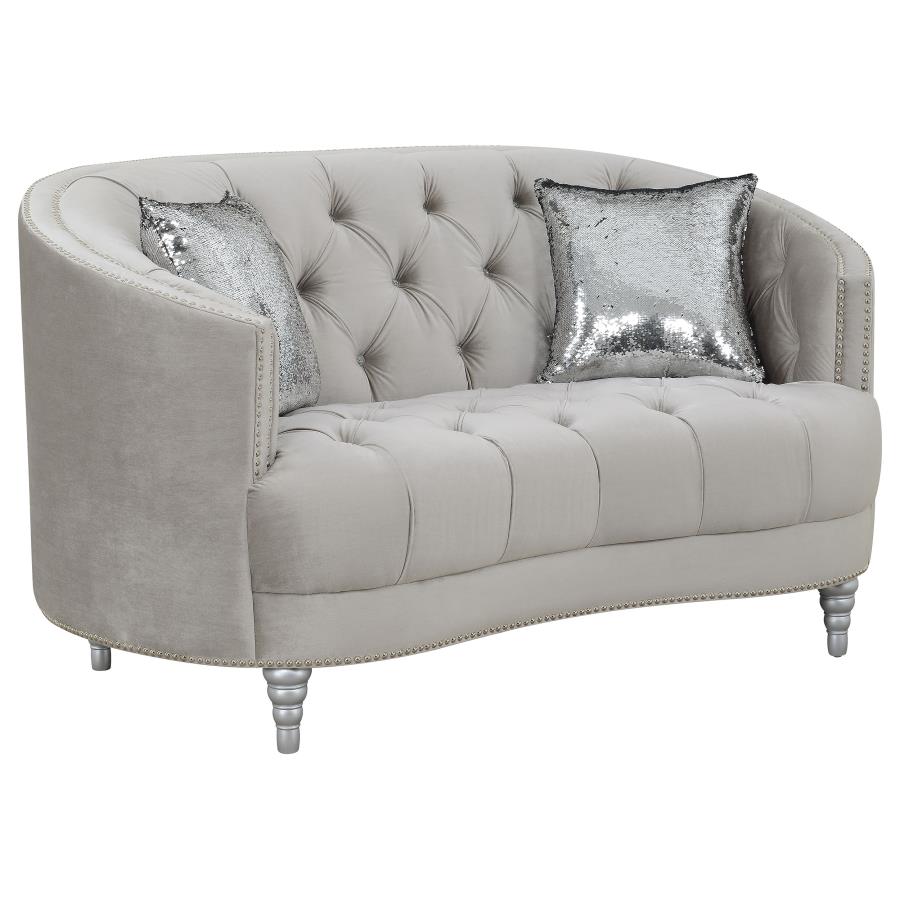 Avonlea 3-piece Tufted Velvet Living Room Sofa Loveseat Chair Set In Grey