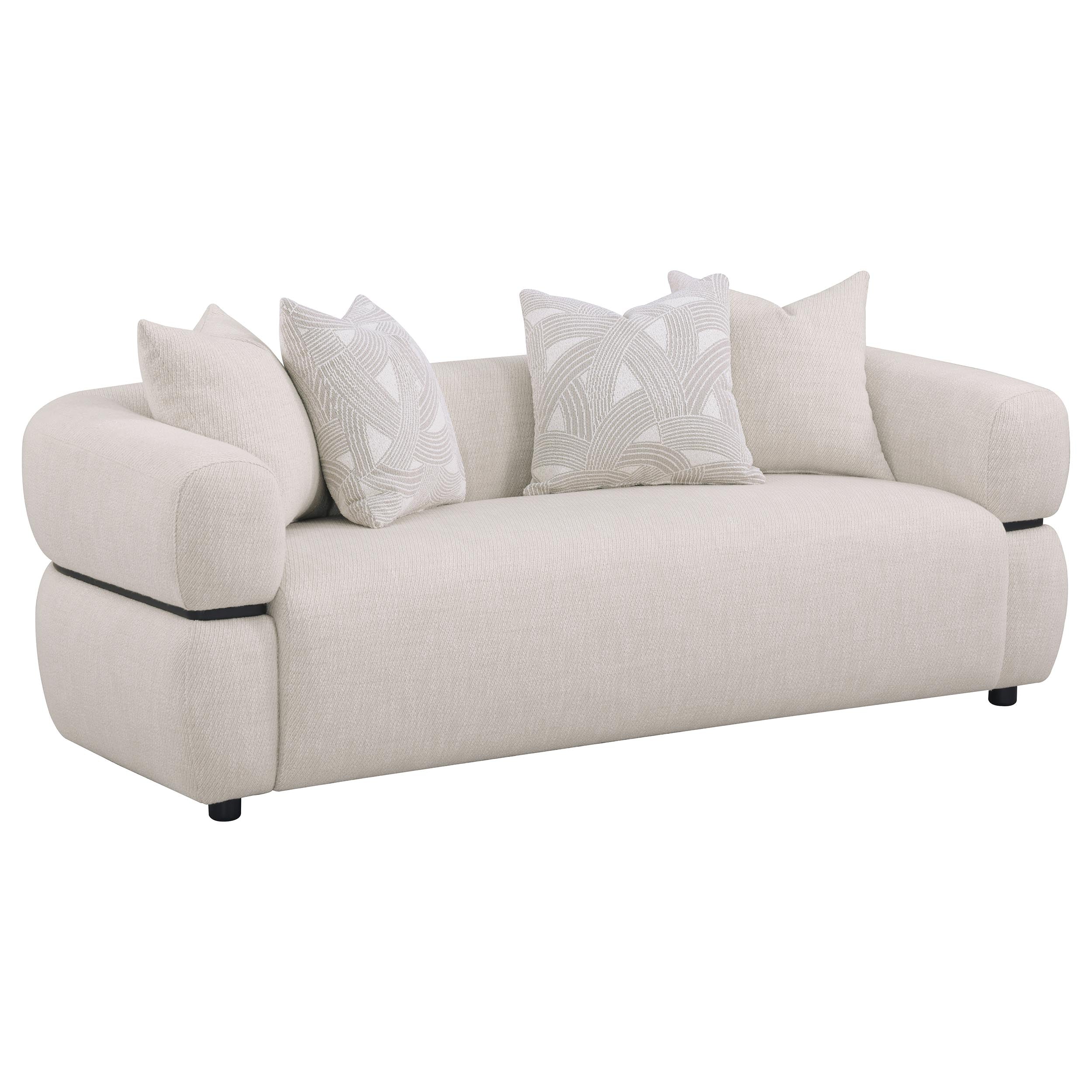 Jeanette 3-piece Fabric Upholstered Round Arm Sofa Set In Beige