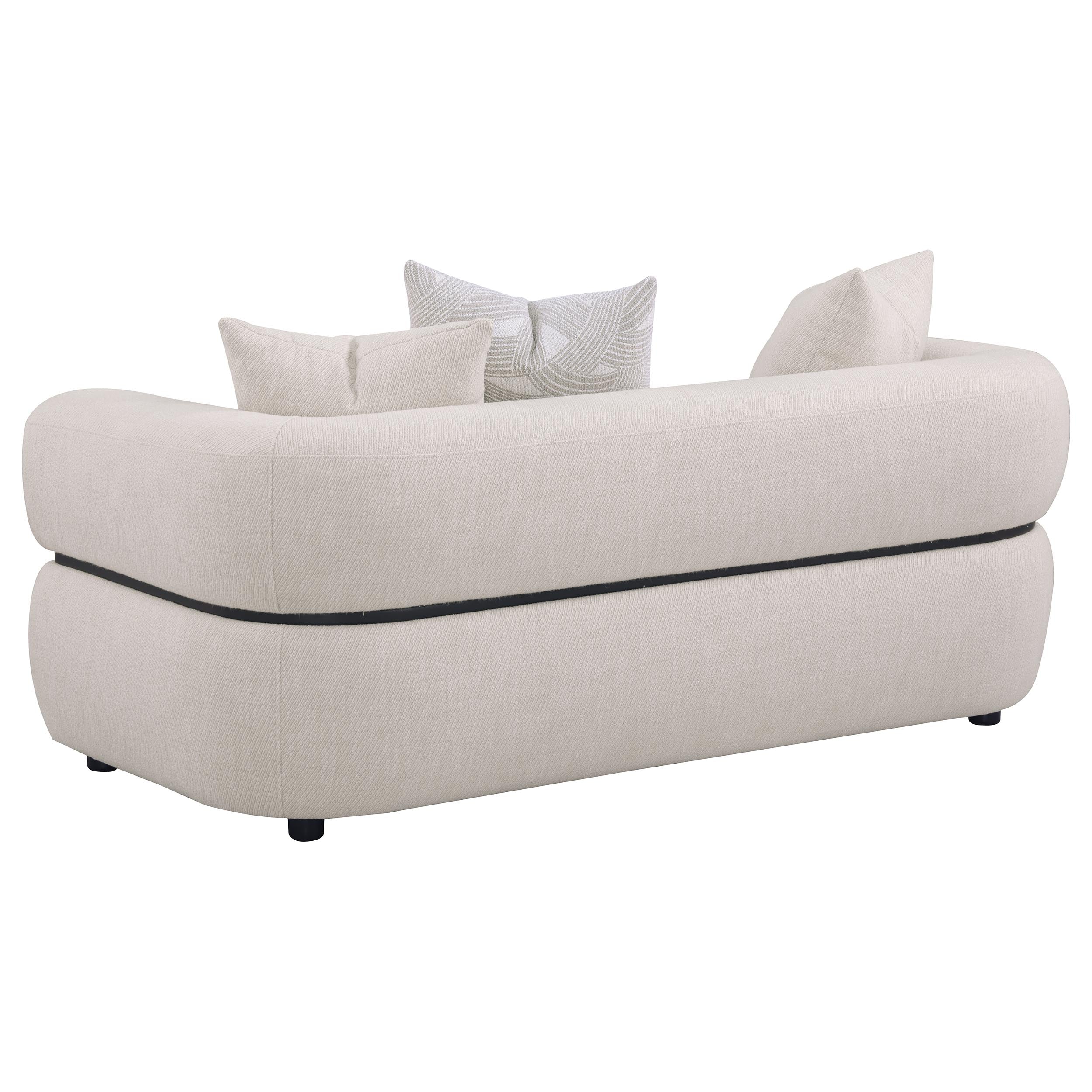 Jeanette 3-piece Fabric Upholstered Round Arm Sofa Set In Beige