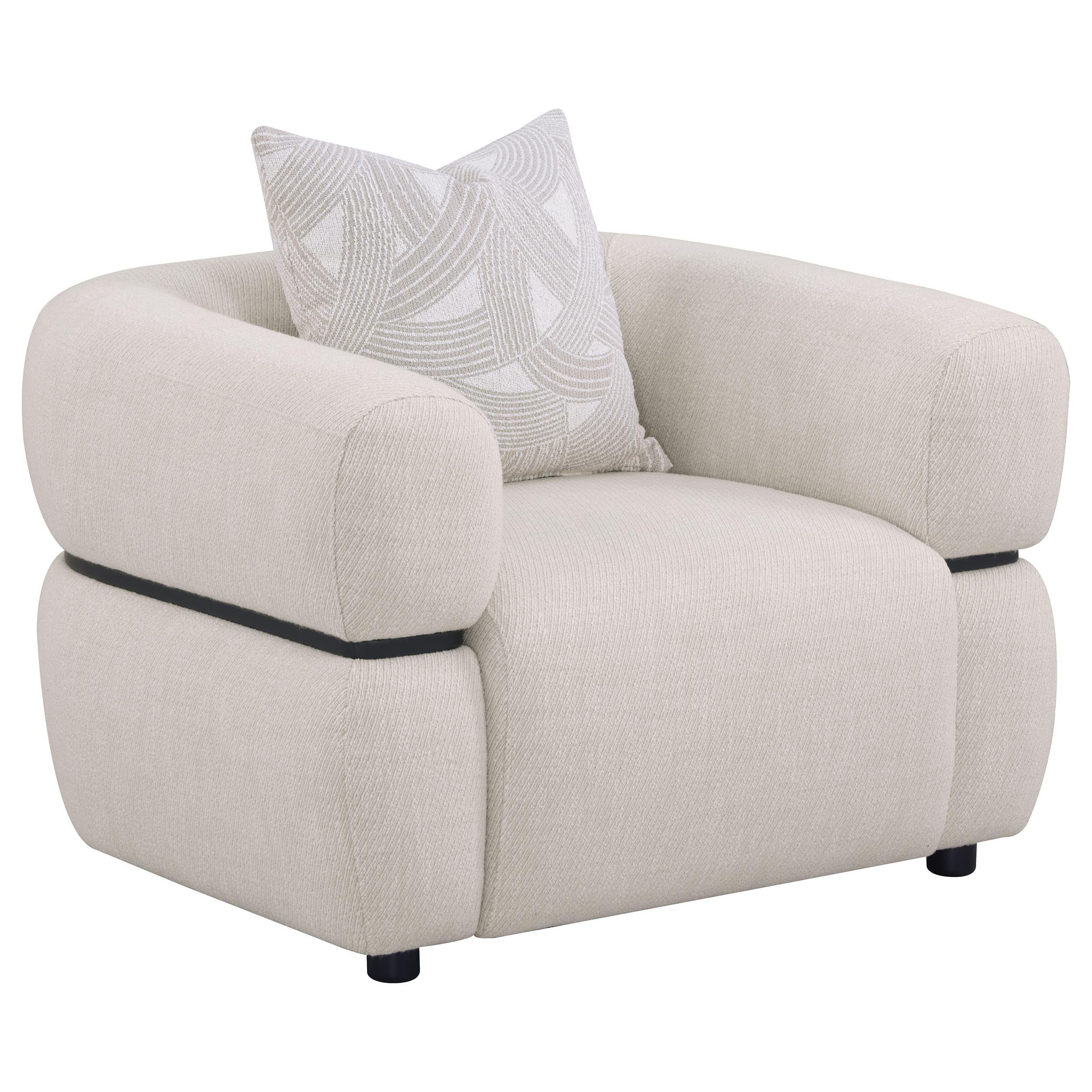 Jeanette 3-piece Fabric Upholstered Round Arm Sofa Set In Beige