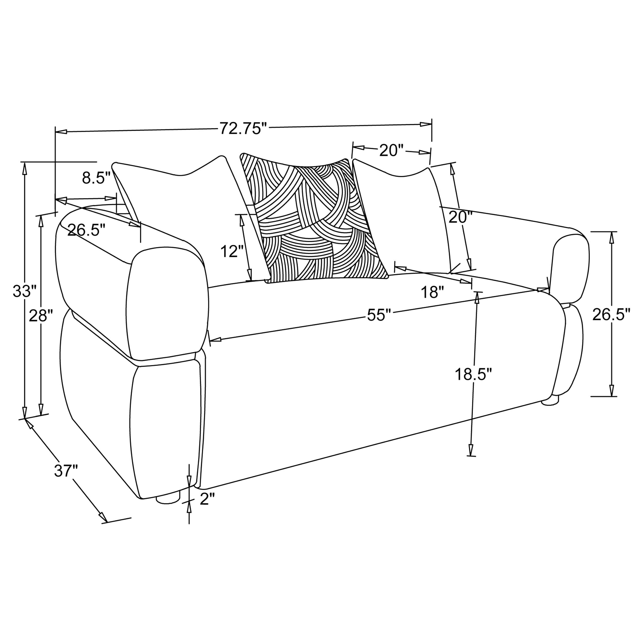 Jeanette 3-piece Fabric Upholstered Round Arm Sofa Set In Beige