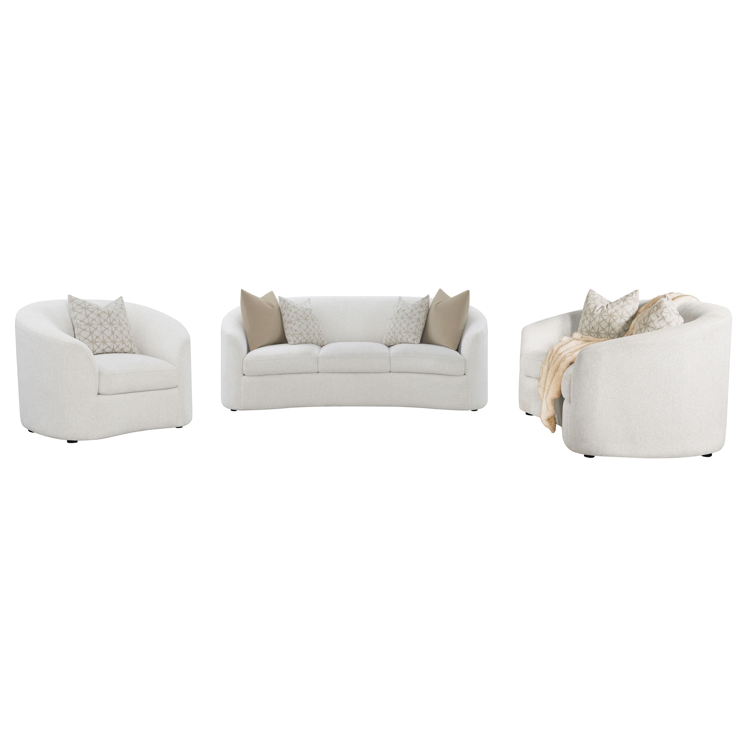 Rainn 3-piece Boucle Upholstered Sloped Arm Sofa Set In Latte