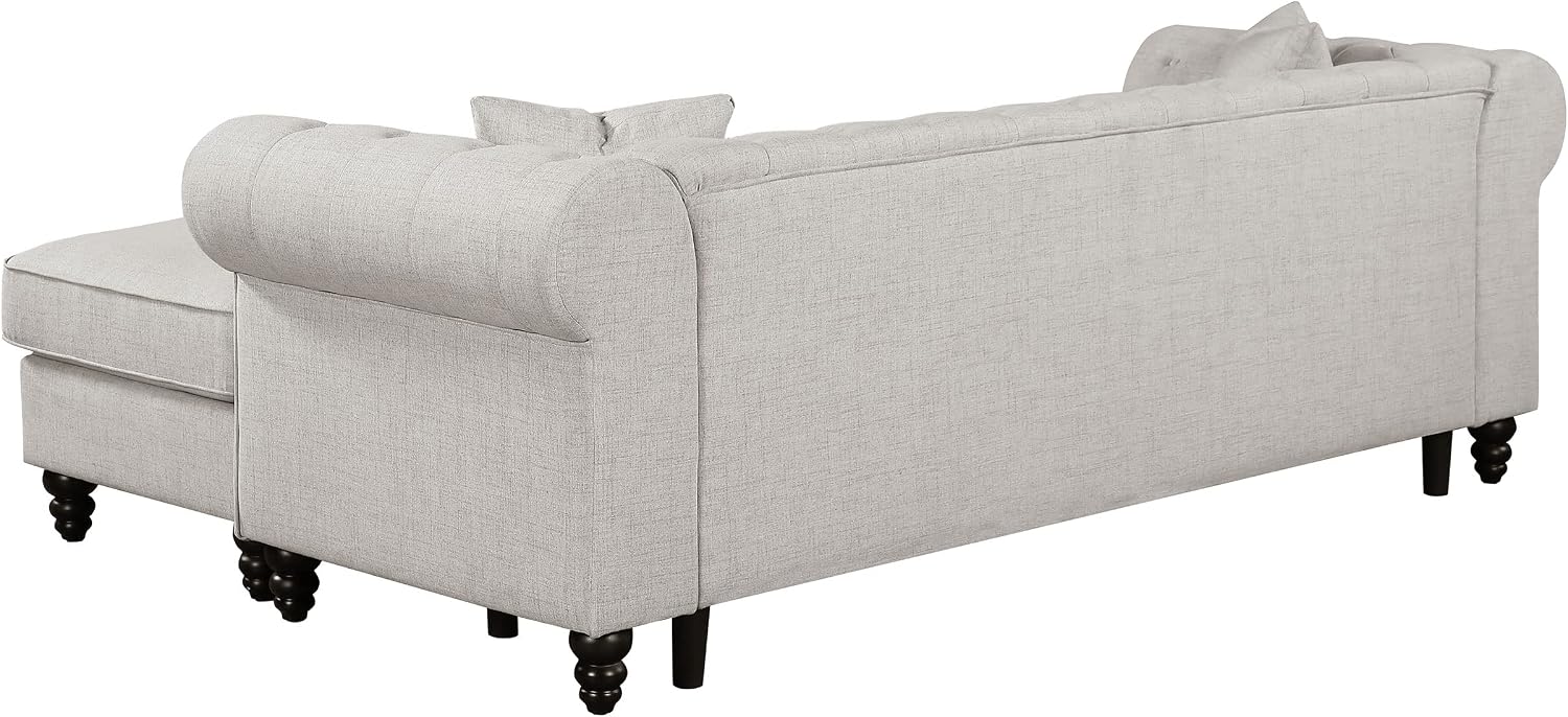 Cecilia Upholstered Tufted Sectional with Reversible Chaise In Oatmeal