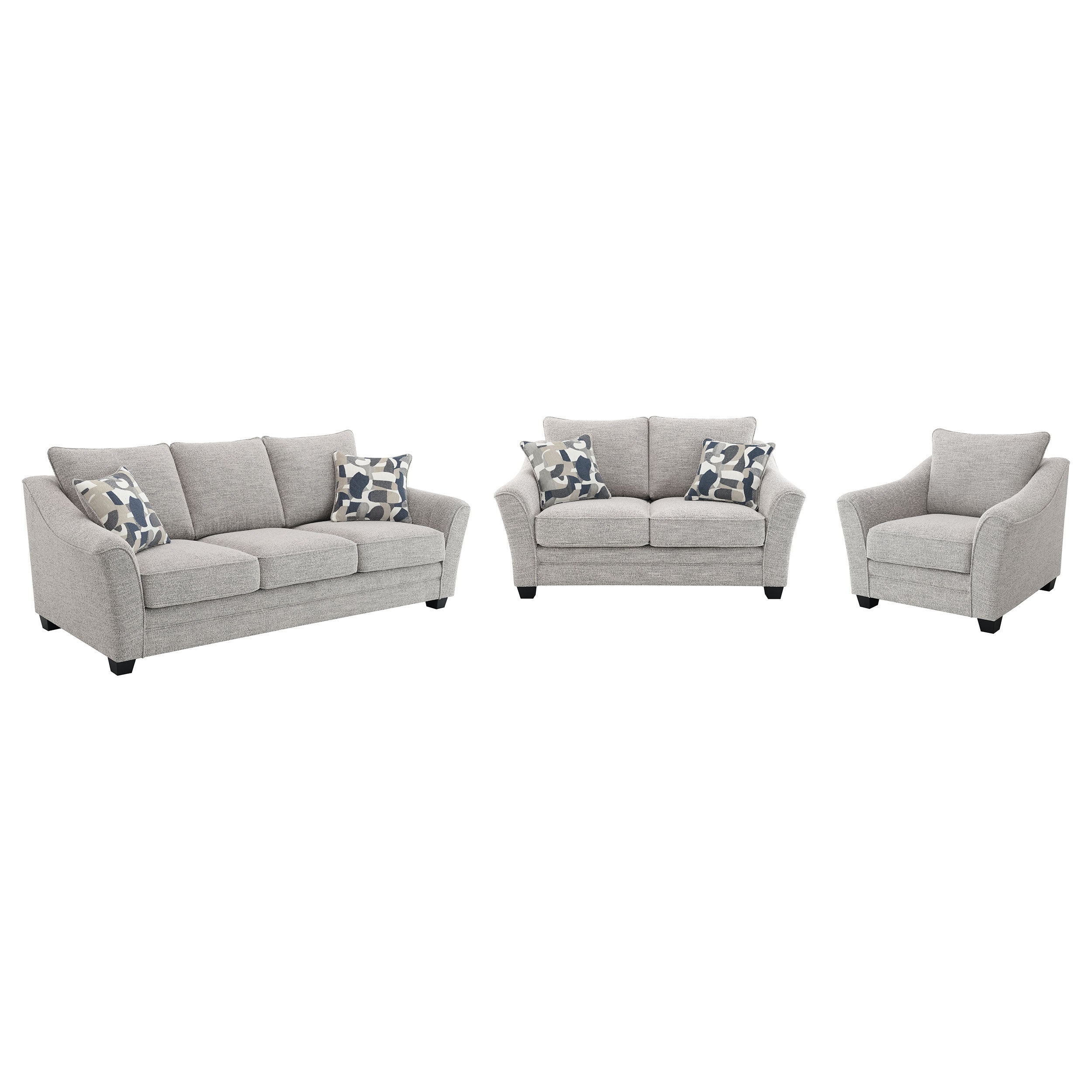 Tomkins 3-piece Boucle Upholstered Sofa Set Light In Grey