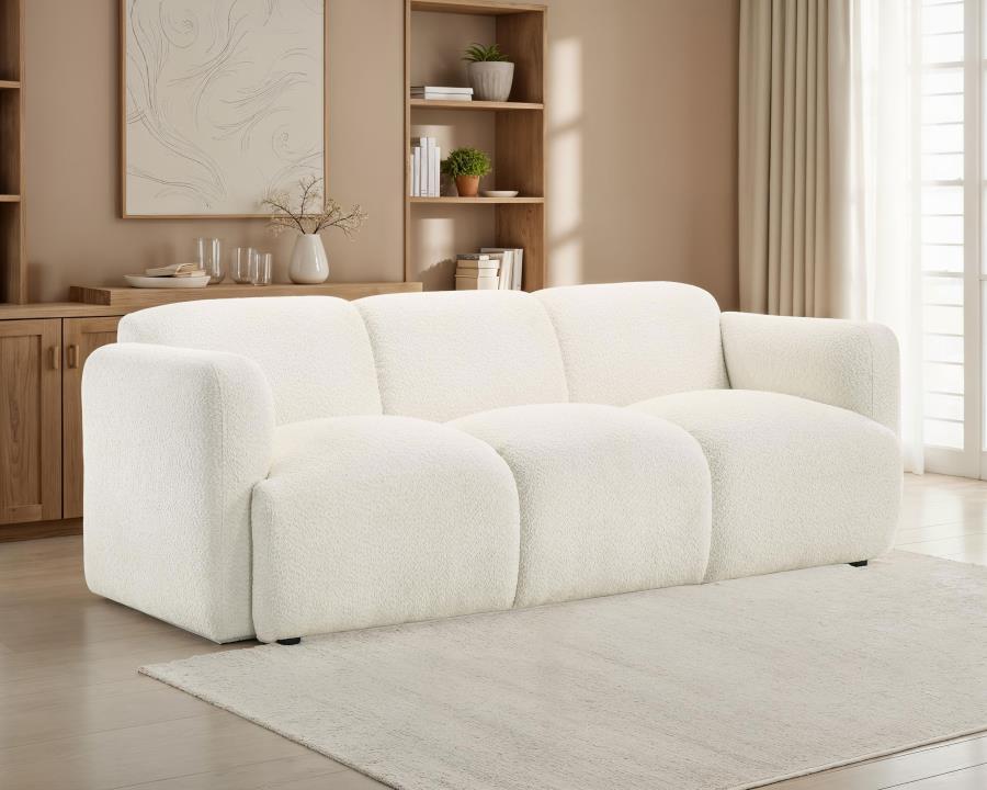 Dorset Fabric Upholstered Round Track Arm Sofa In White