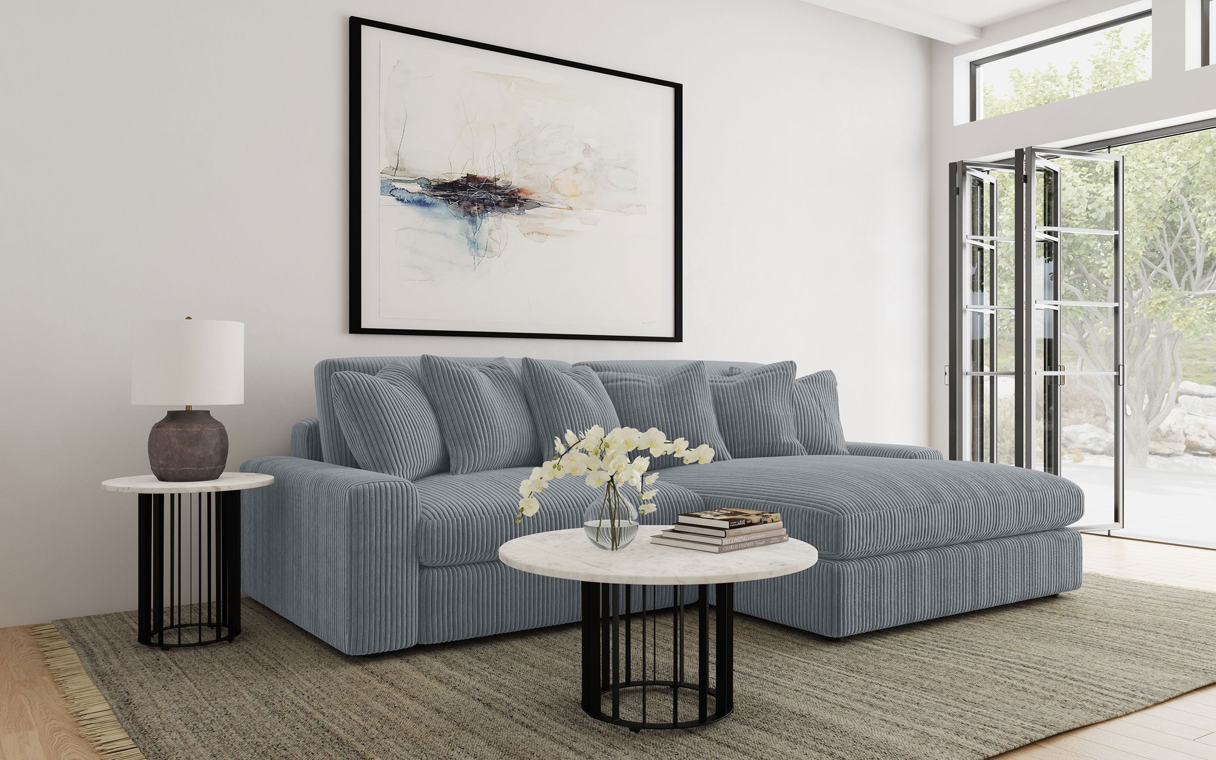 Blaine Upholstered Reversible Chaise Sectional Sofa - Fog (509900)