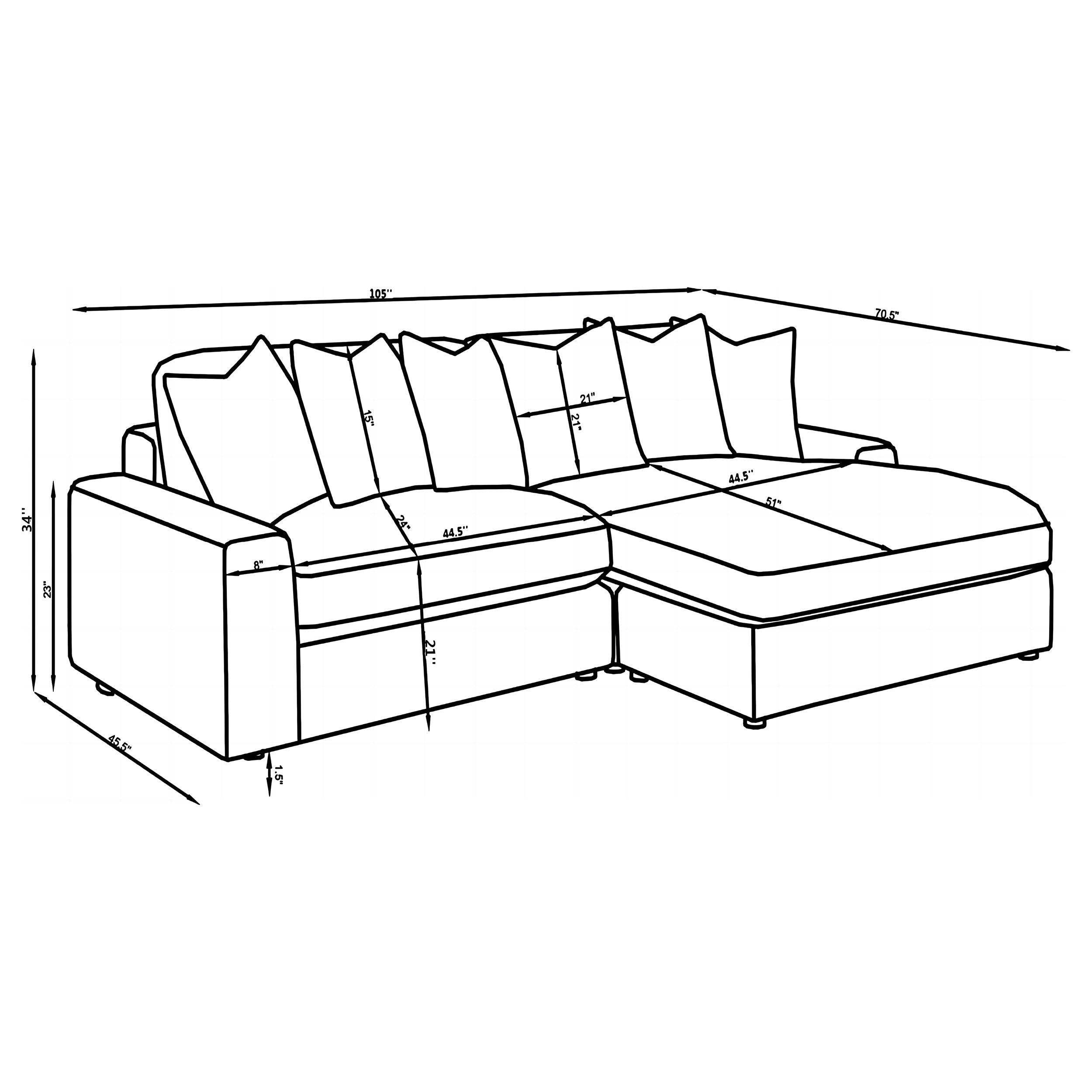 Blaine Upholstered Reversible Chaise Sectional Sofa - Fog (509900)