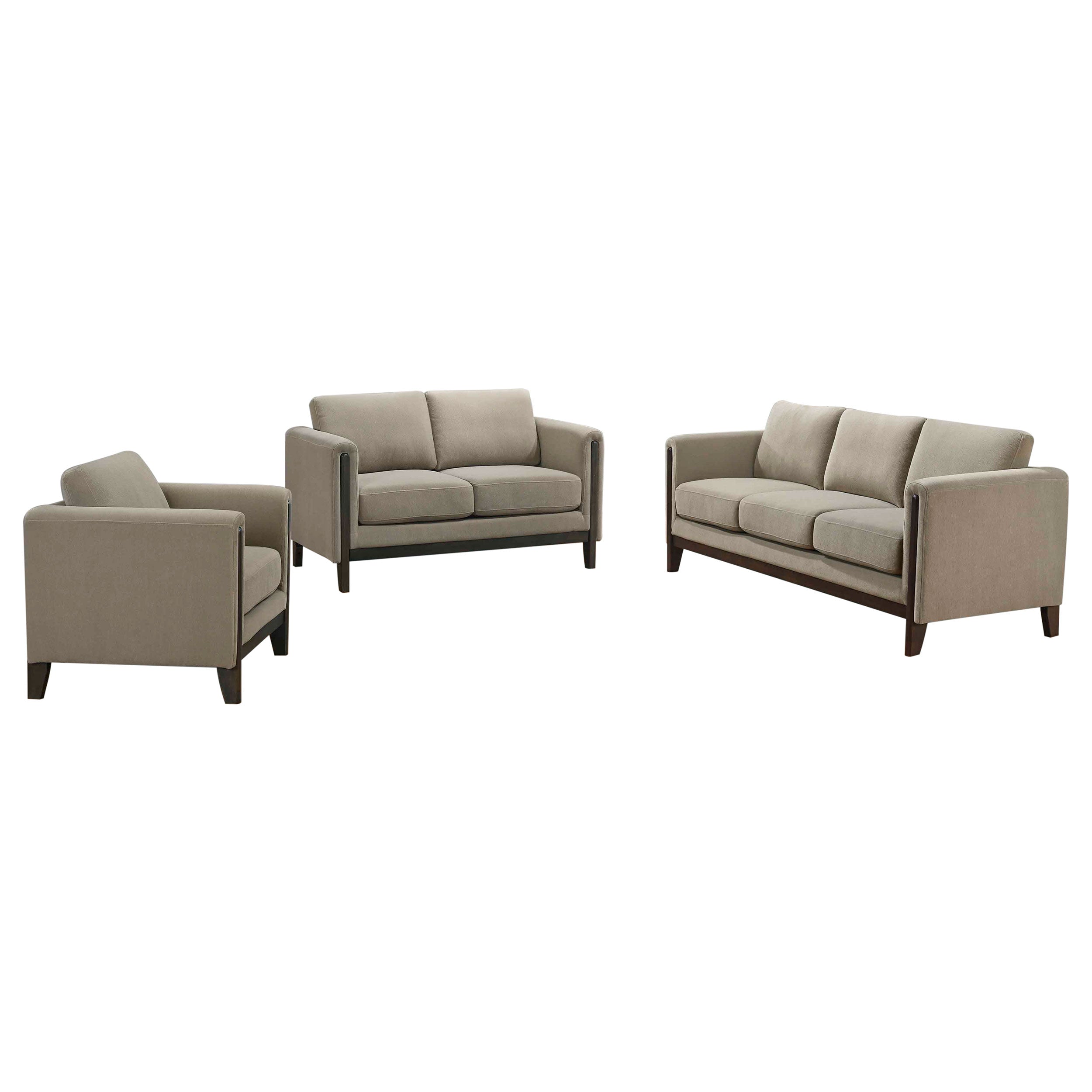 Islington 3-piece Upholstered Panel Arm Sofa Set In Taupe