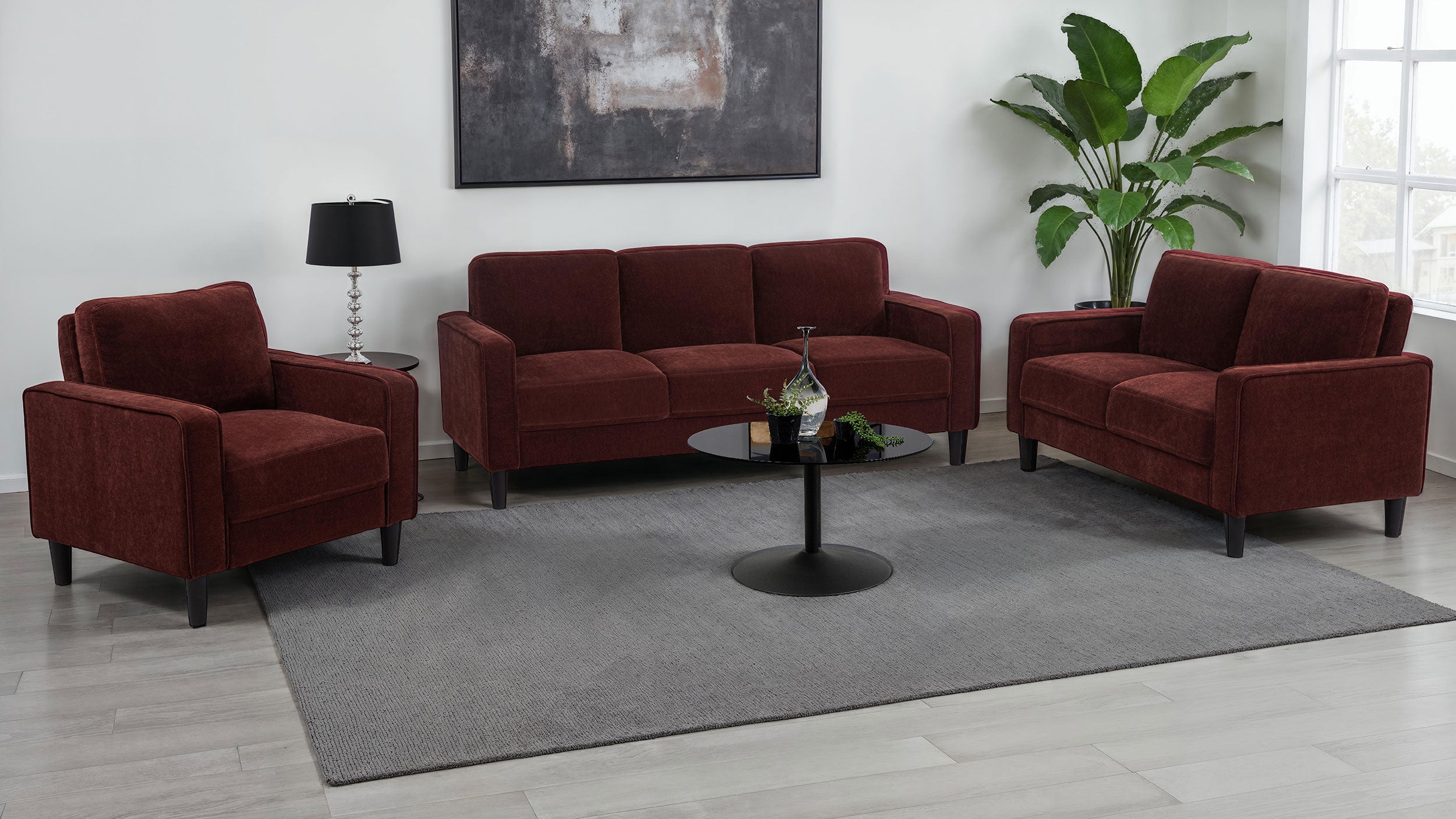 Ruth Sofa Set - 3 Piece - Rust