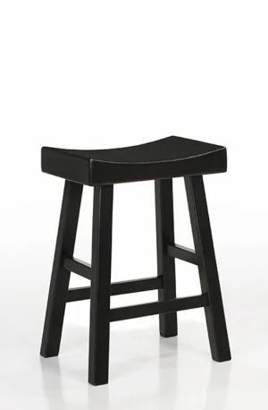 2 PC Counter Height Saddle Seat Backless Stools In Black