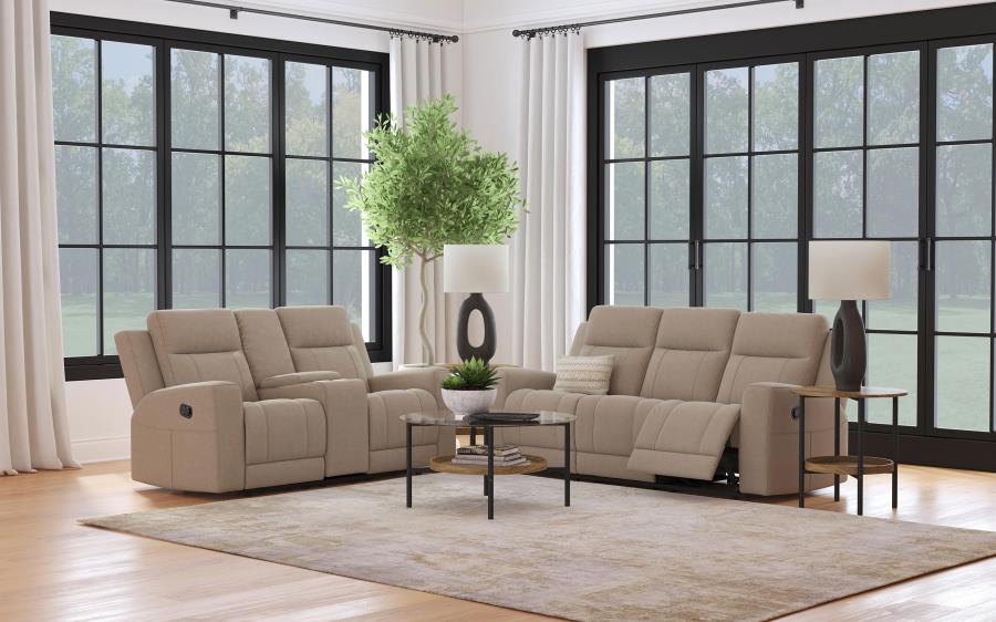 Brentwood 2 PC Upholstered Reclining Sofa Loveseat Set in Taupe