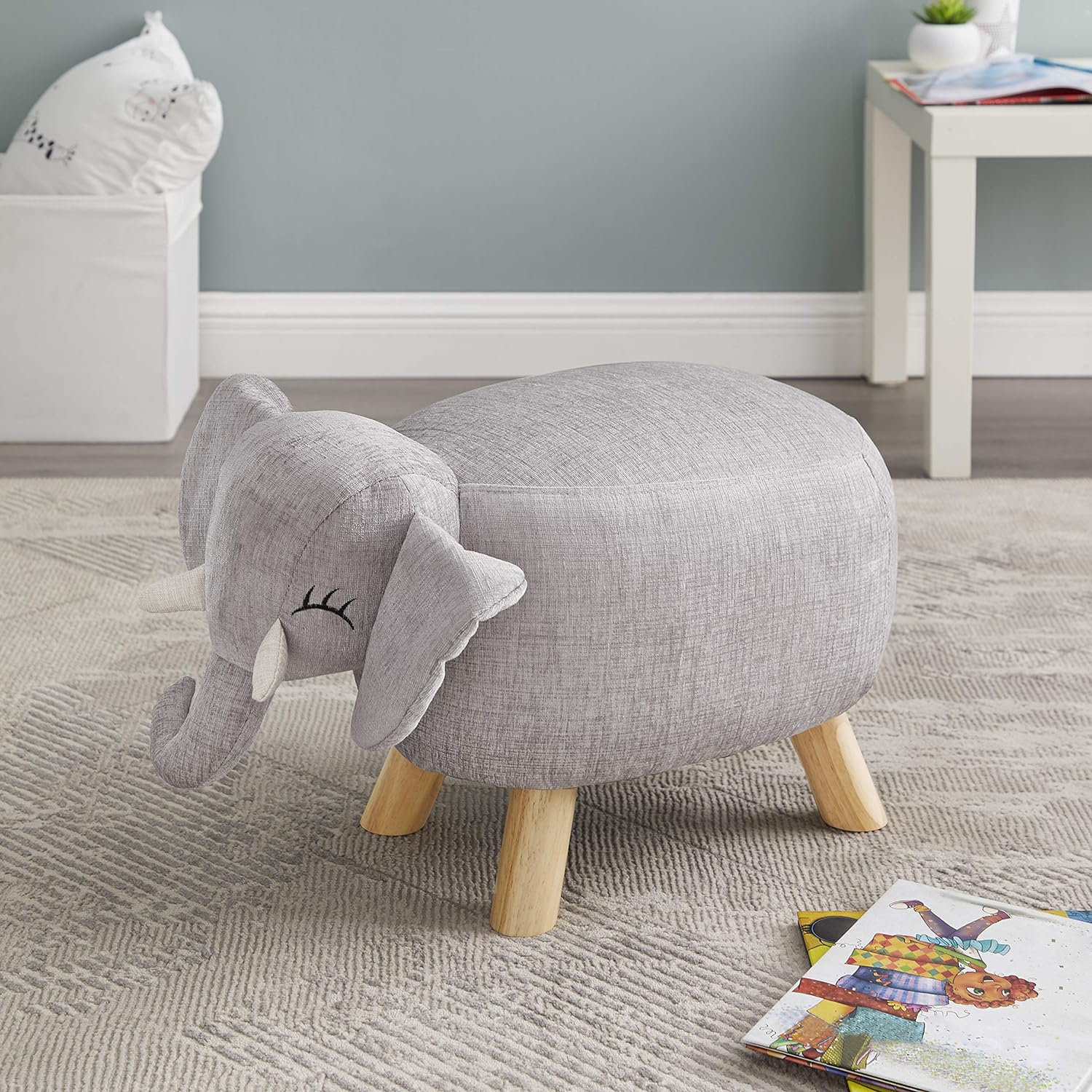 Powell Wallace Kids Baby Elephant Stool in Grey