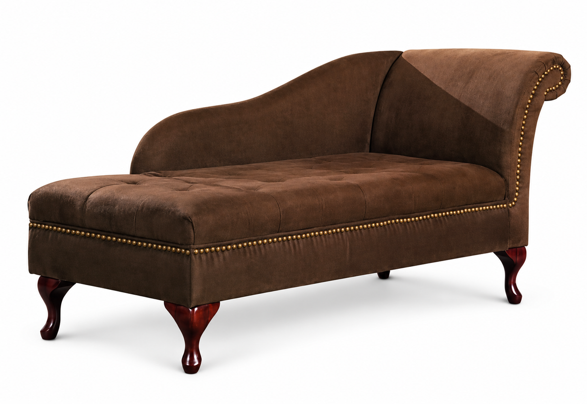 Chocolate Brown Microfiber Chaise Lounge with Flip Open Seat