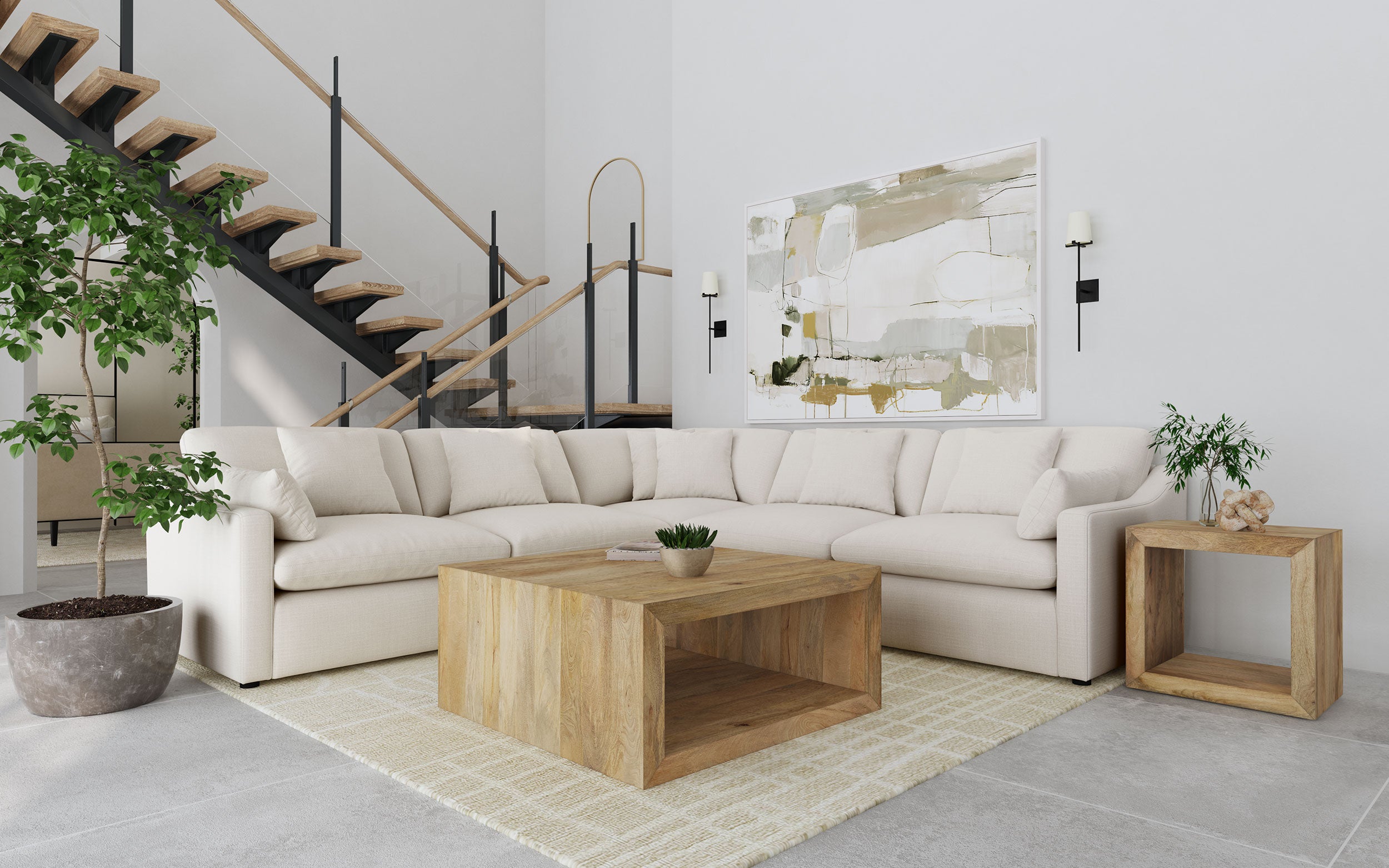 Hobson 5-Piece Modular Sectional Sofa in Ivory