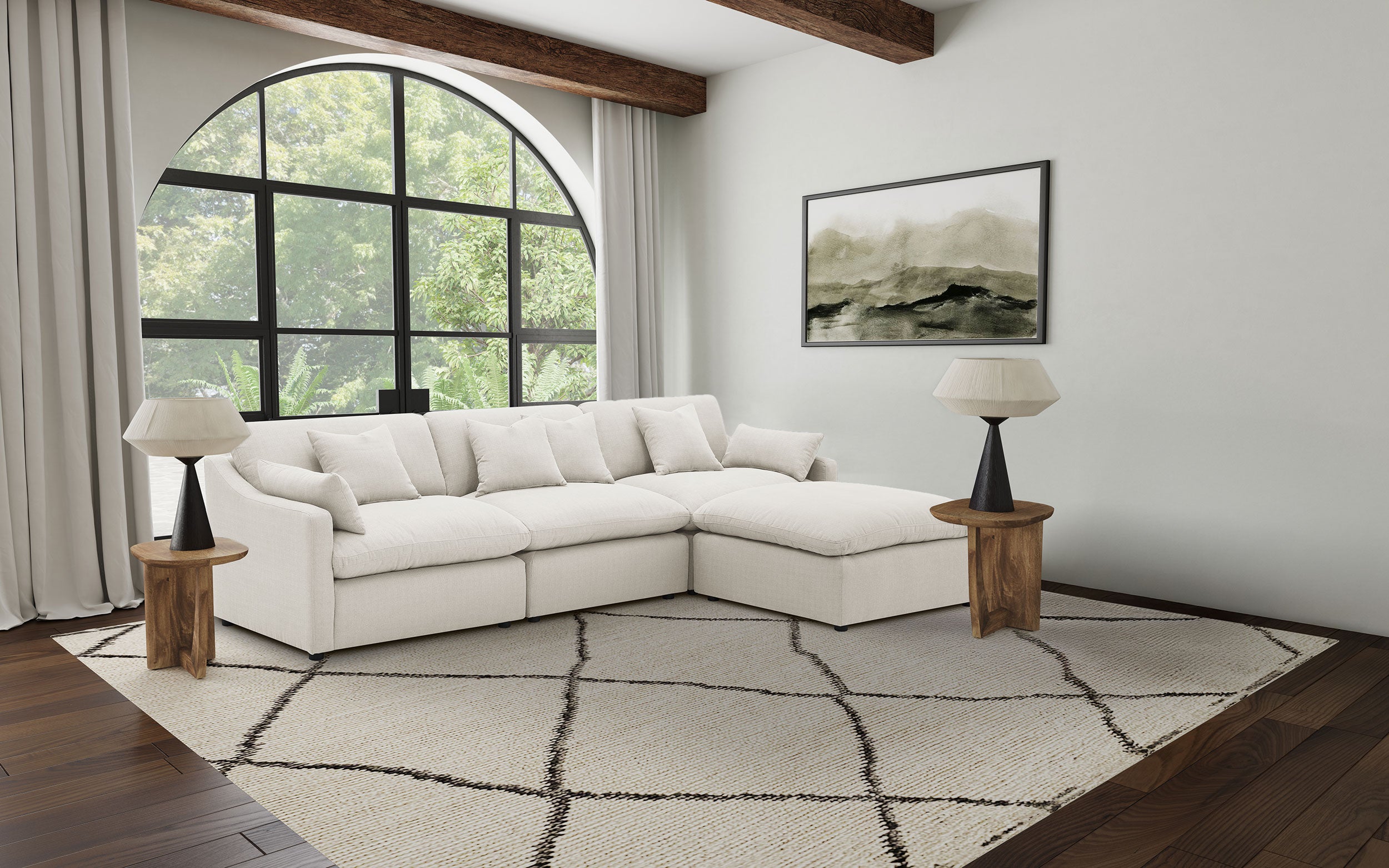 Hobson 4-Piece Modular Sectional Sofa in Ivory