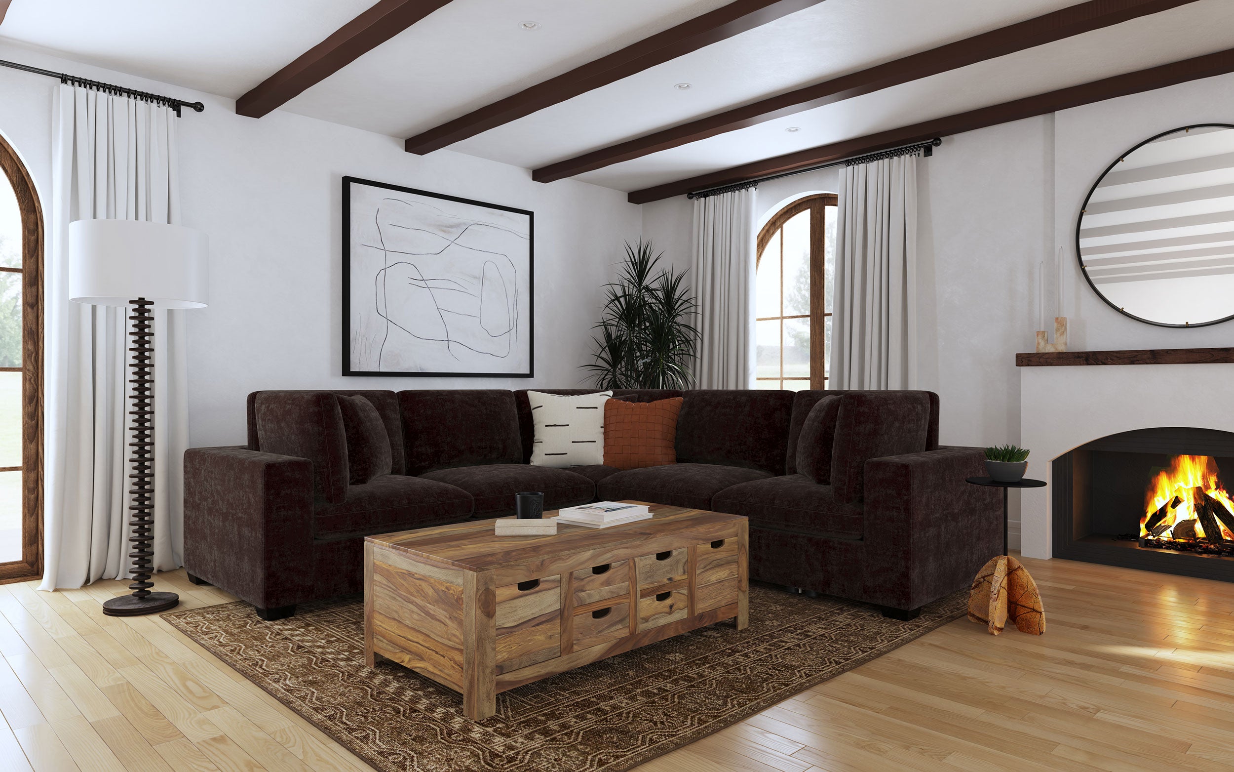 Lakeview Upholstered Modular Sectional Chocolate - Dark Chocolate (551464-SETA)