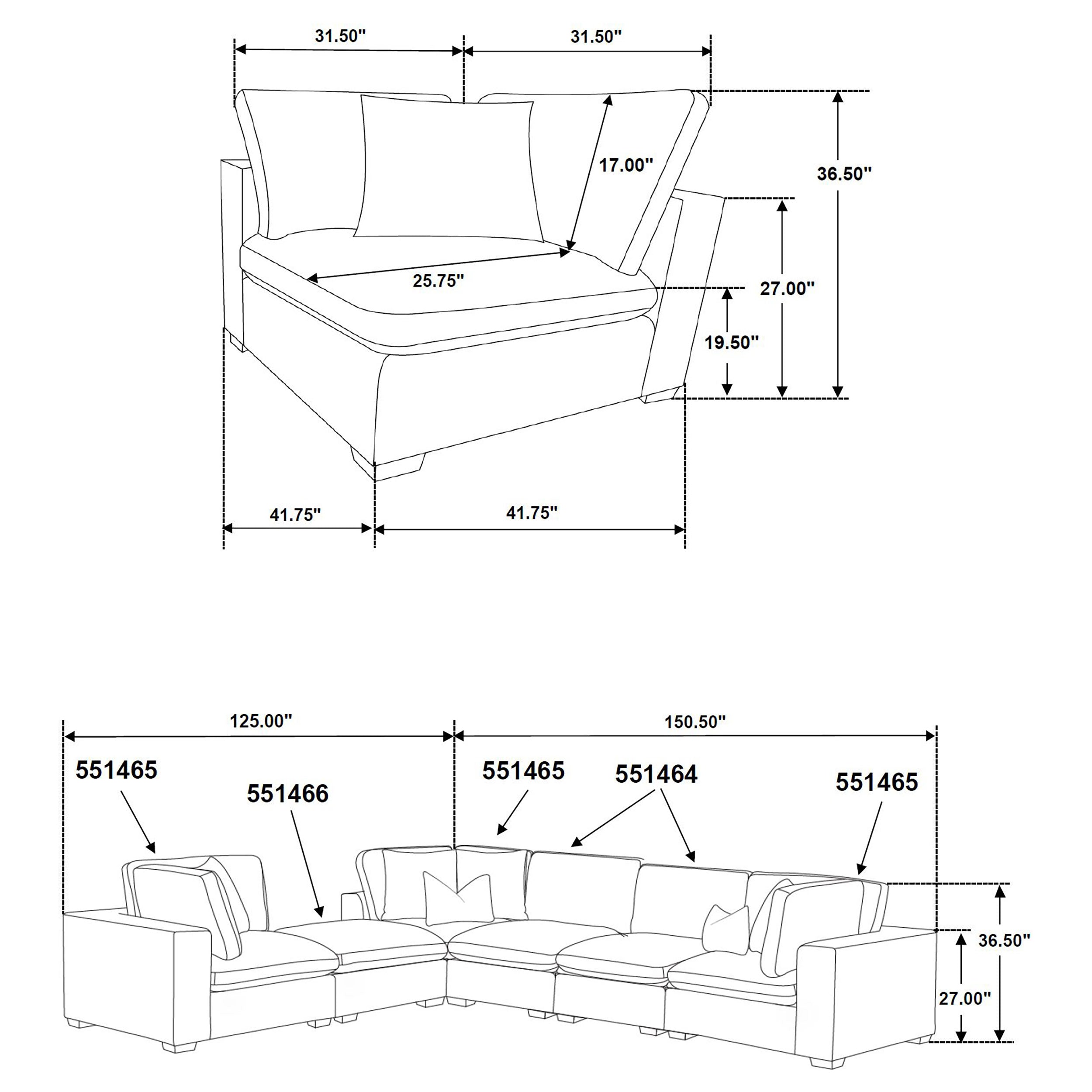 Lakeview Upholstered Modular Sectional Chocolate - Dark Chocolate (551464-SETA)