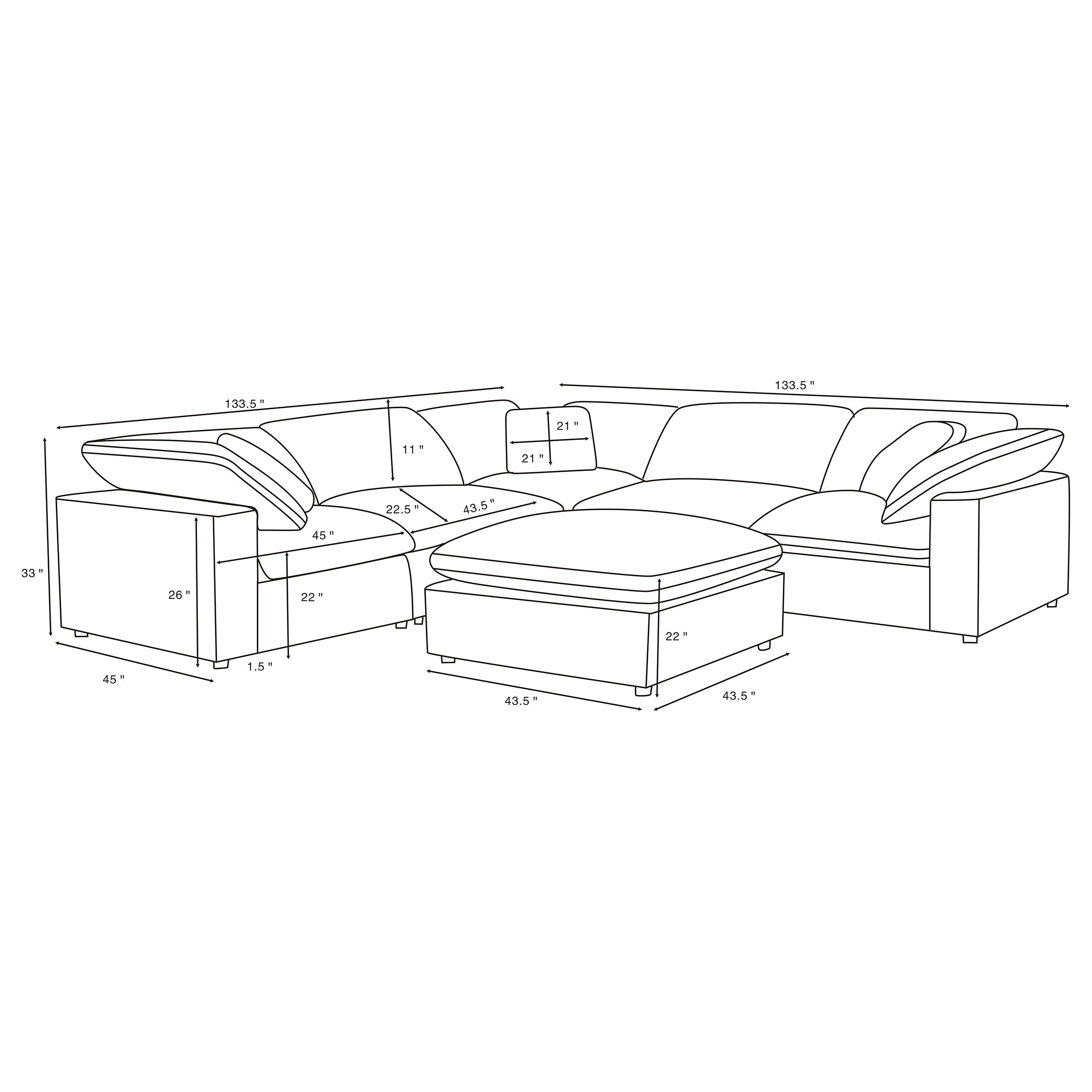 Raleigh Boucle Upholstered Modular Sectional Ivory - Ivory (551751-SETA)