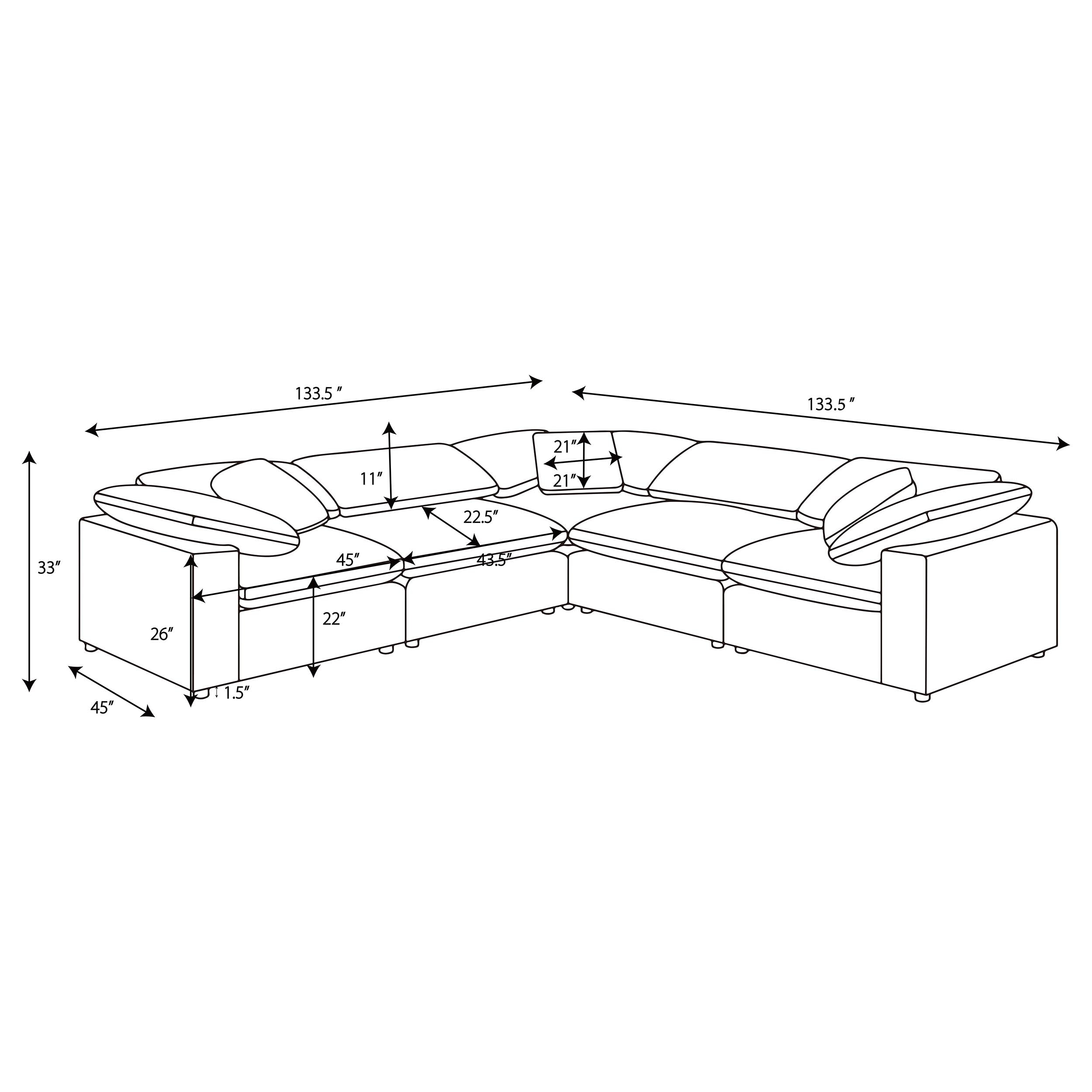 Raleigh Boucle Upholstered Modular Sectional Grey - Grey (551754-SETB)