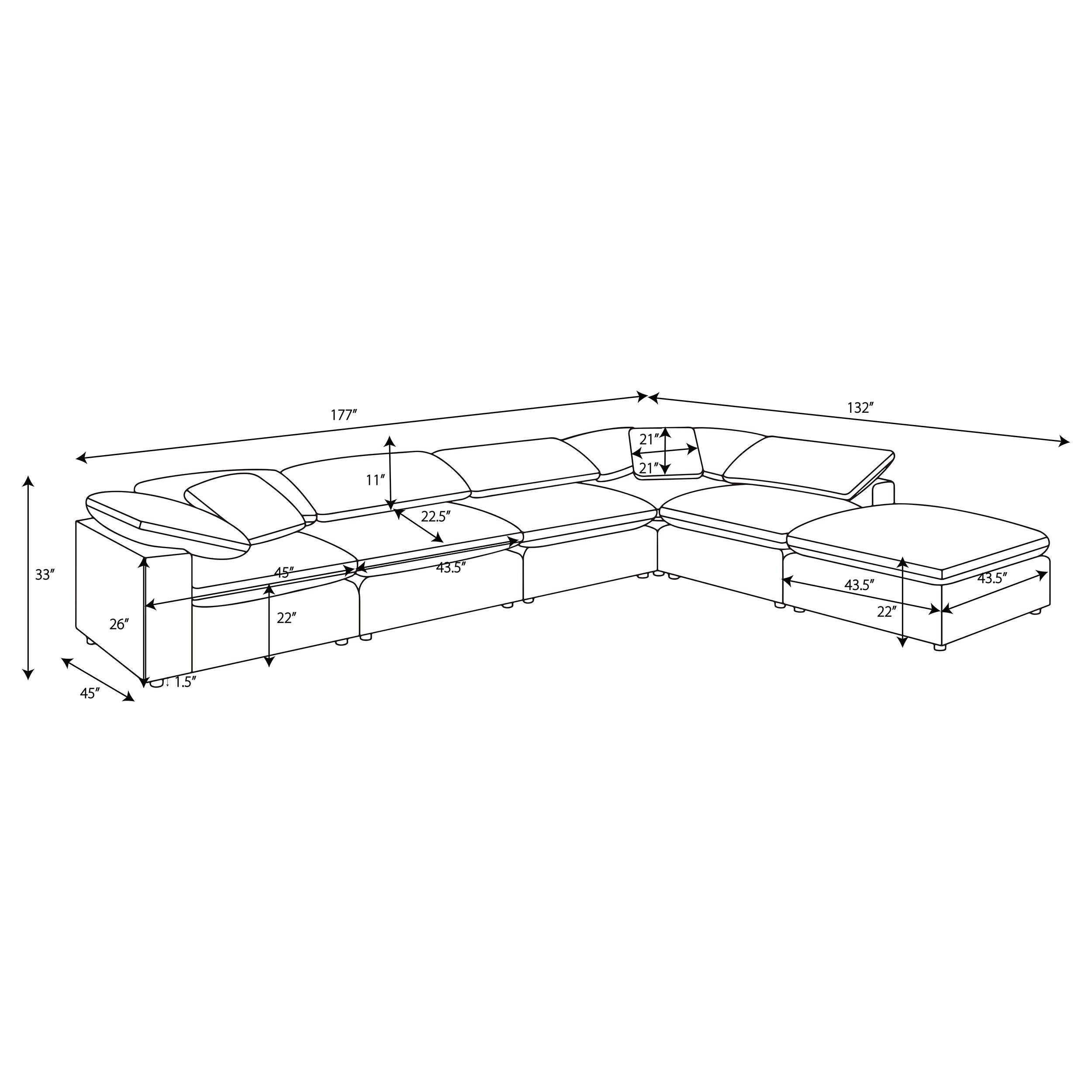 Raleigh Boucle Upholstered Modular Sectional Grey - Grey