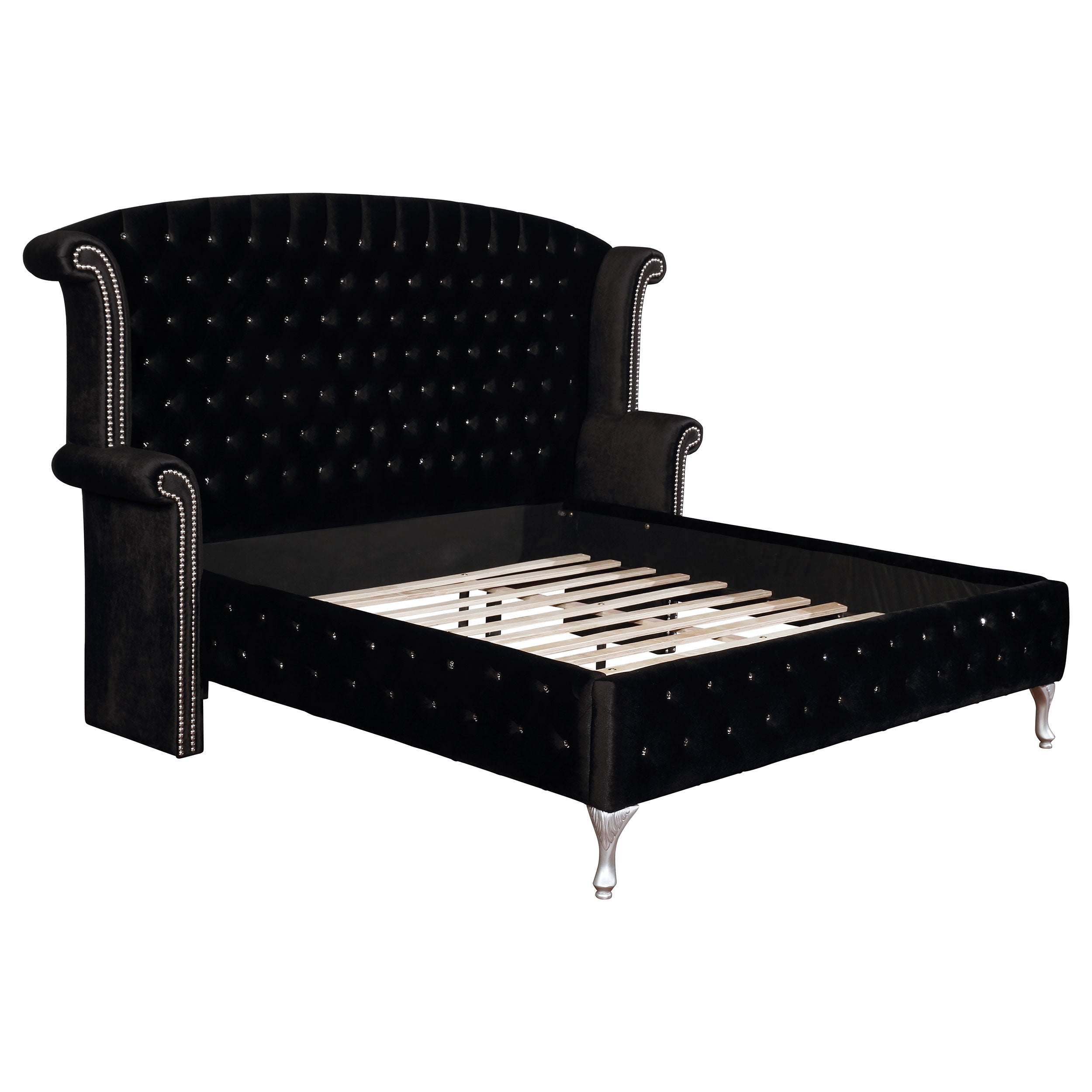 Deanna Eastern King Tufted Velvet Upholstered Bed in Black