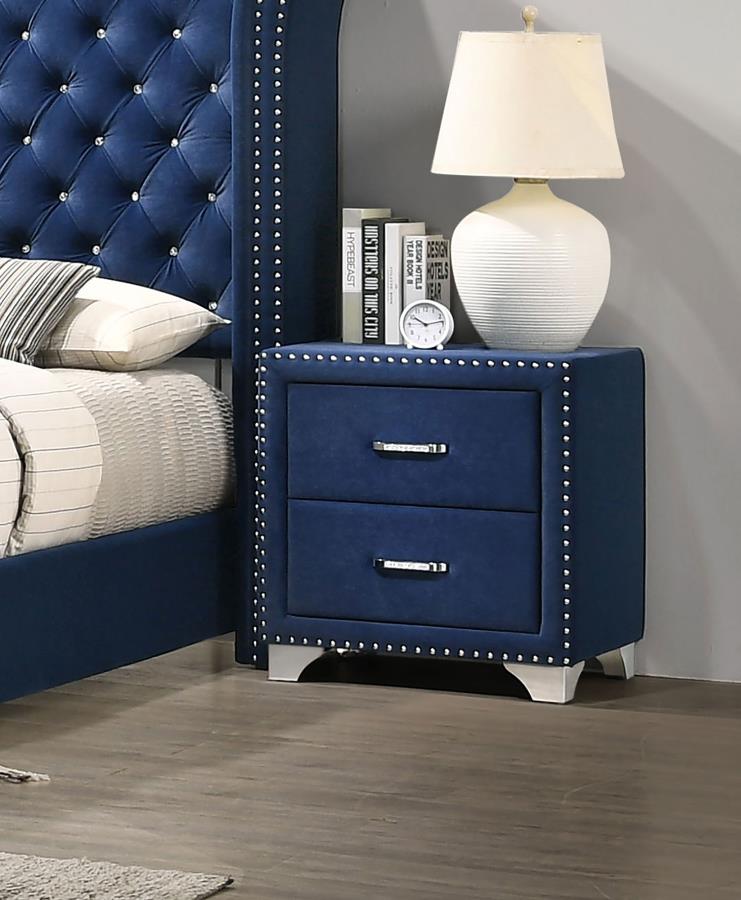 Juliana 2-Drawer Upholstered Nightstand In Pacific Blue