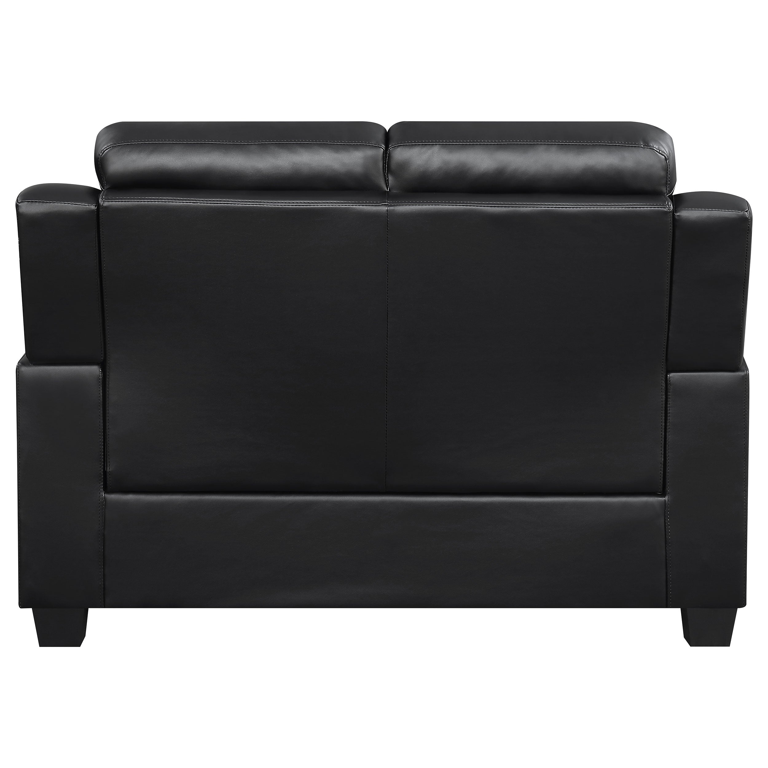 Finley Tufted Pillow Arm Leatherette Upholstered Love Seat In Black